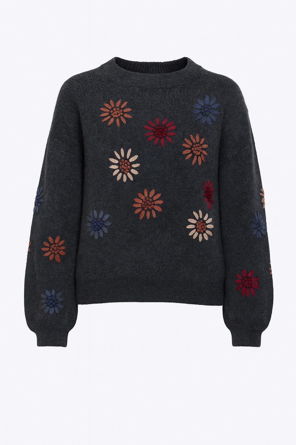 Floral embroidery sweater