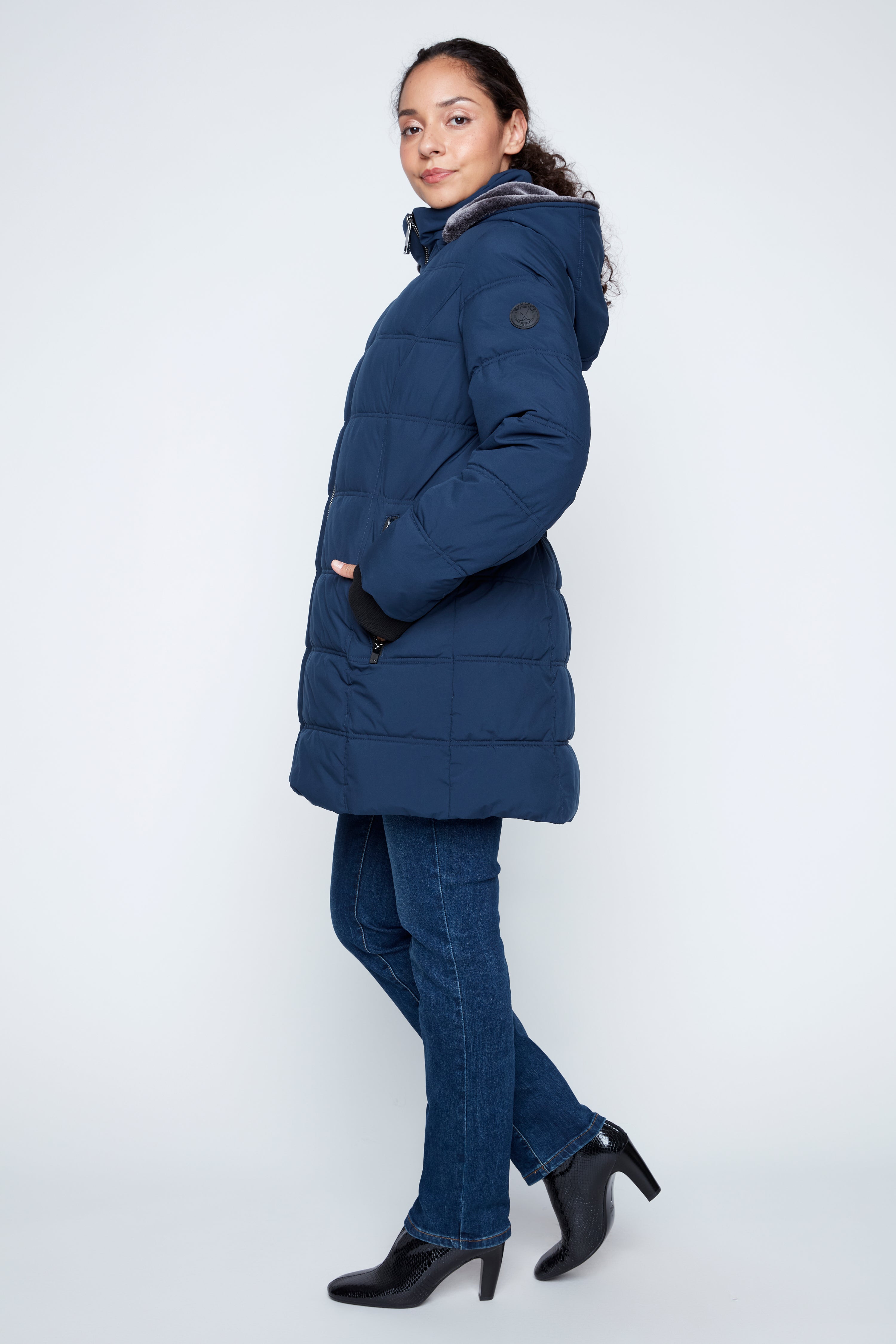 Berber trim fooler puffer jacket