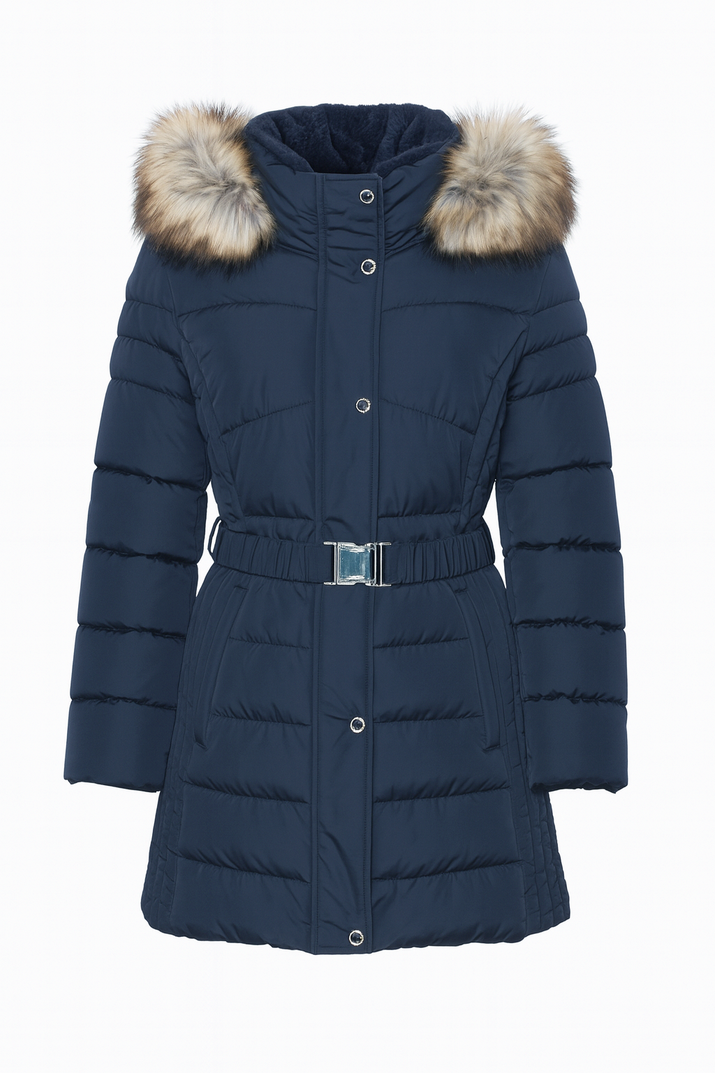 Le manteau matelassé ceinturée