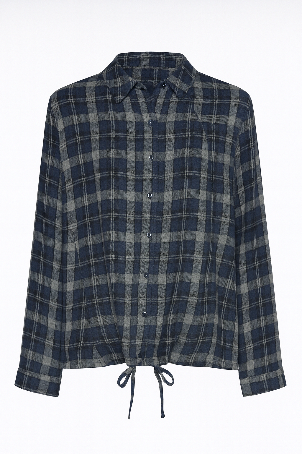 Plaid shirt with drawstring hem