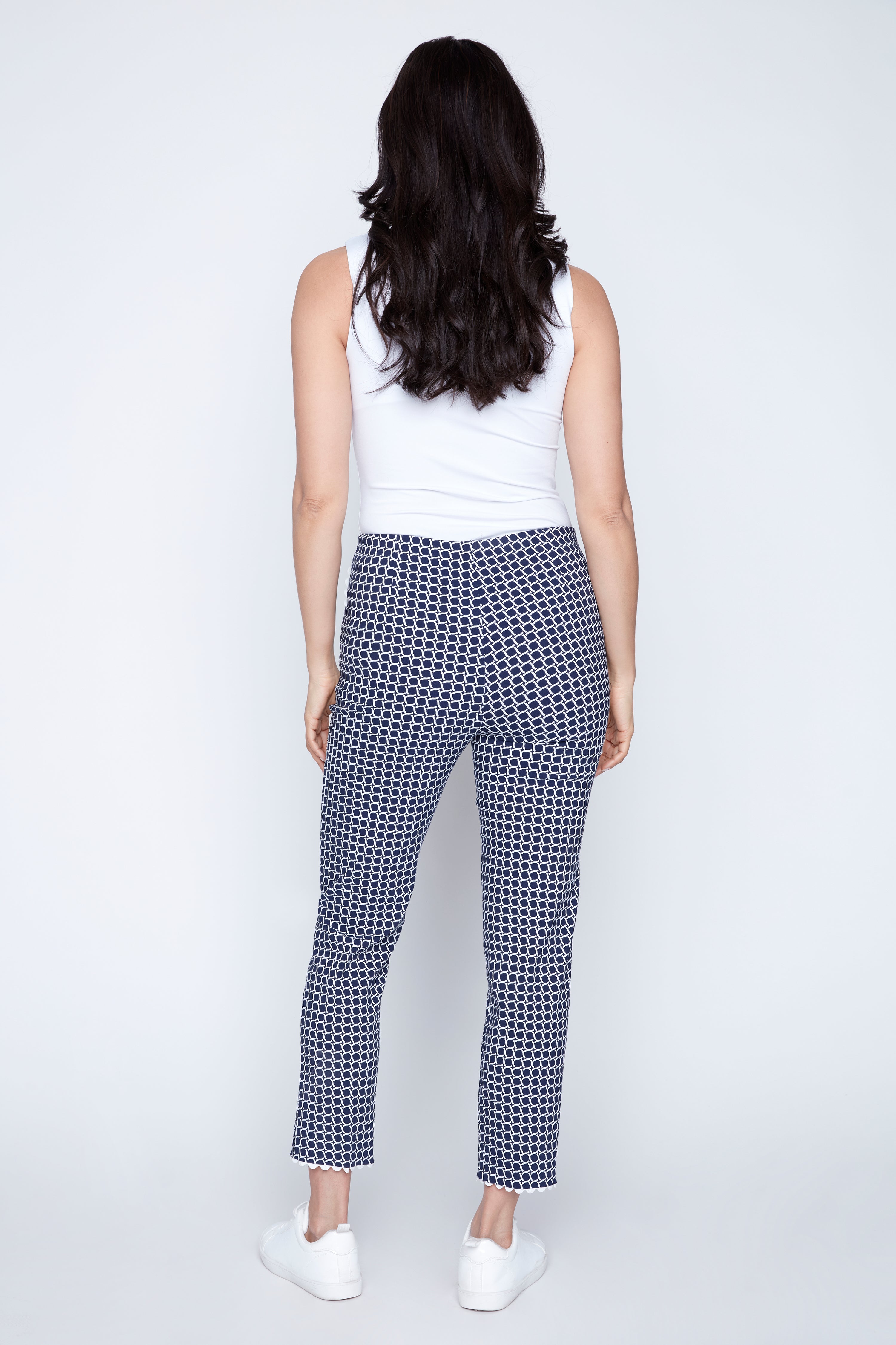 Tape trim slim leg pant