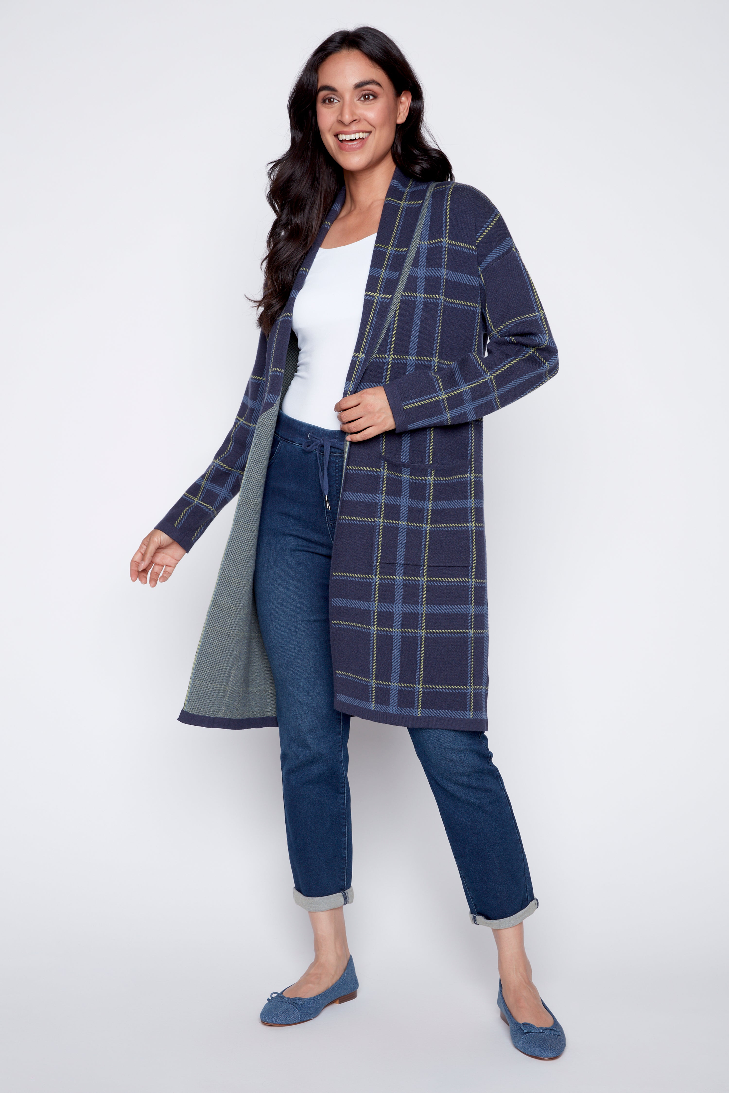 Plaid coatigan