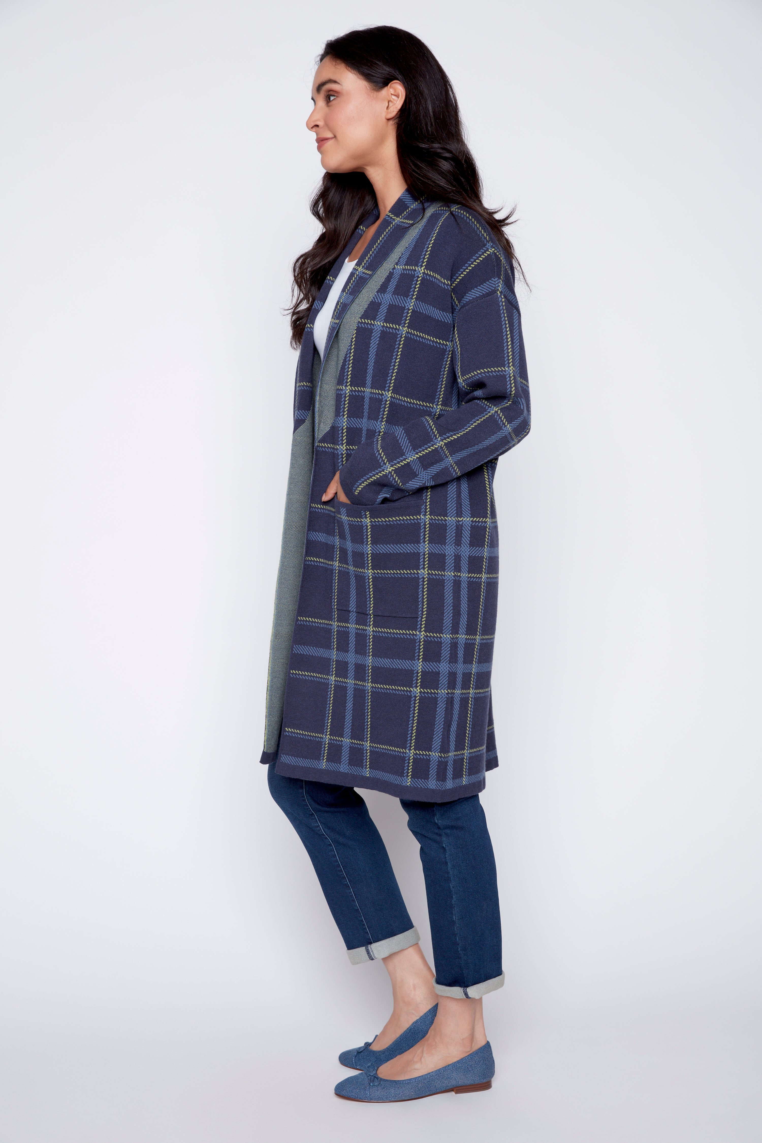 Plaid coatigan