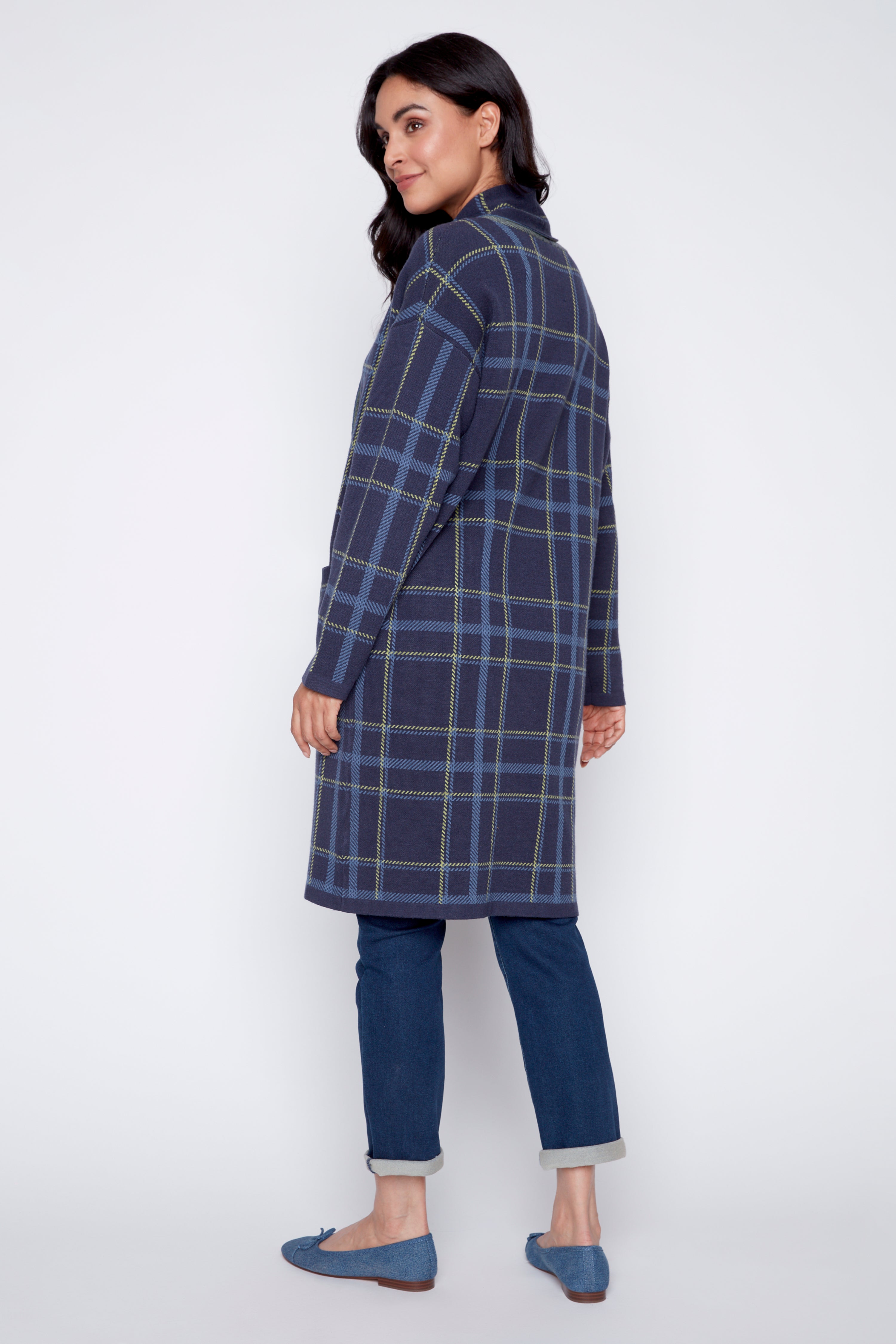 Plaid coatigan
