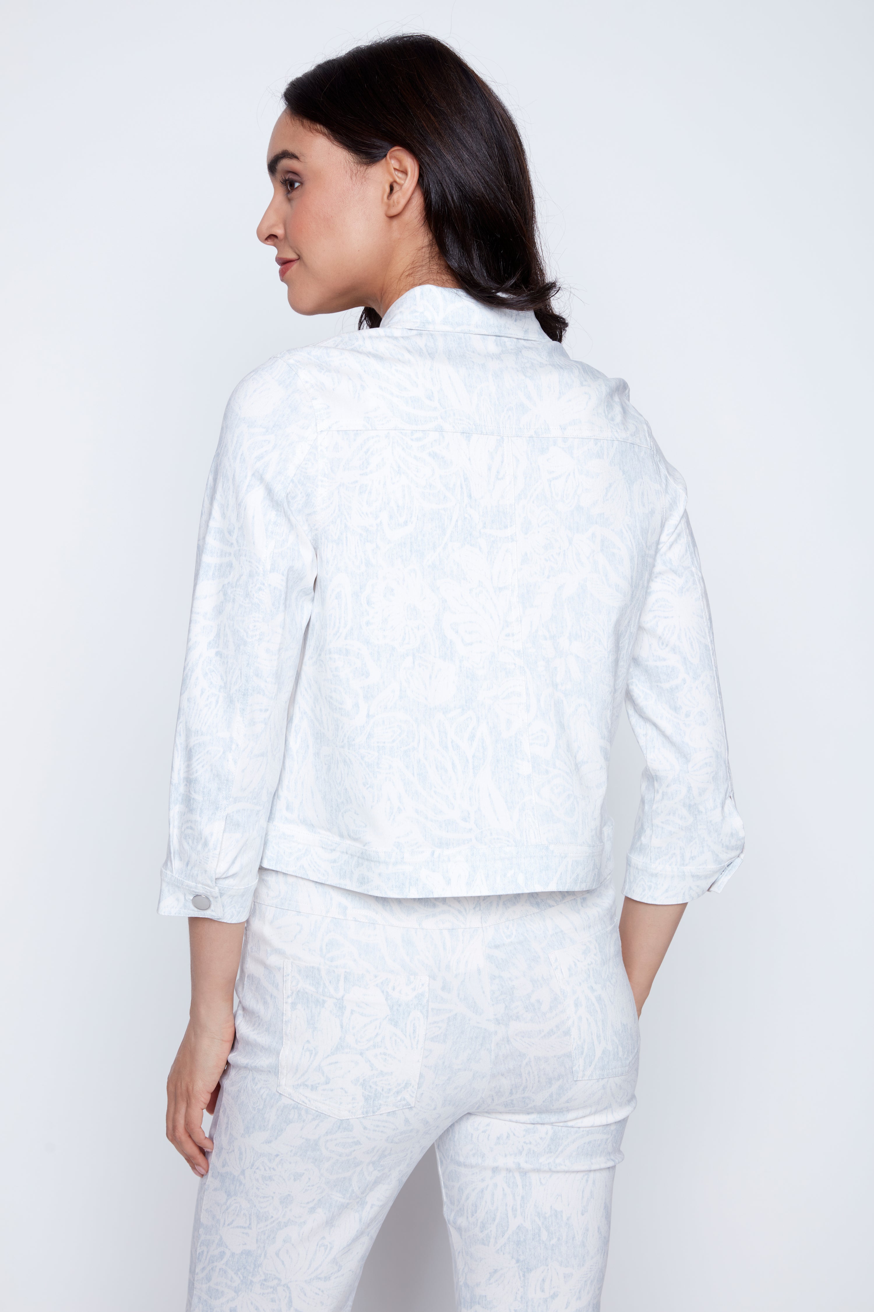 Printed crop bengaline jacket