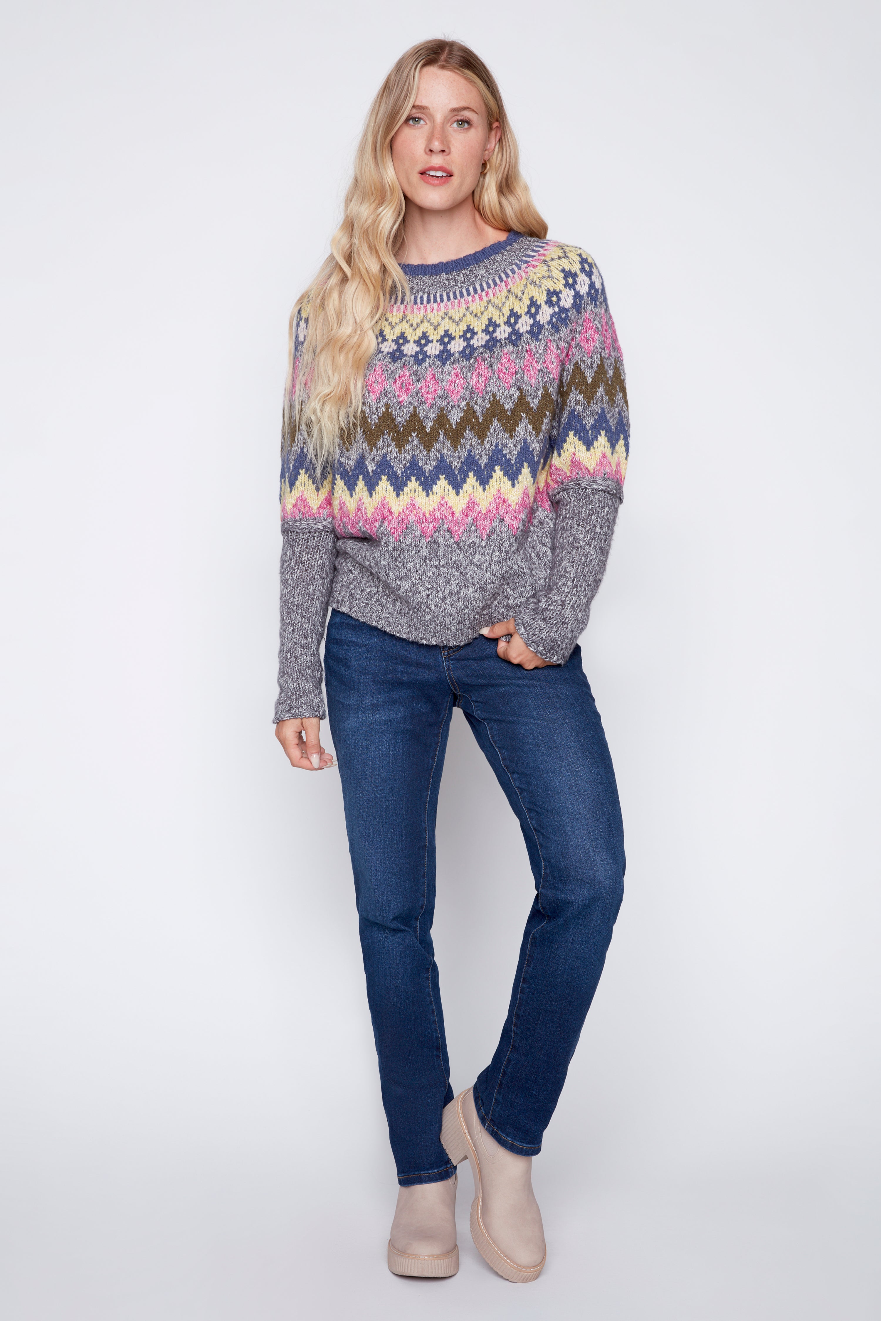 Fair isle design sweater