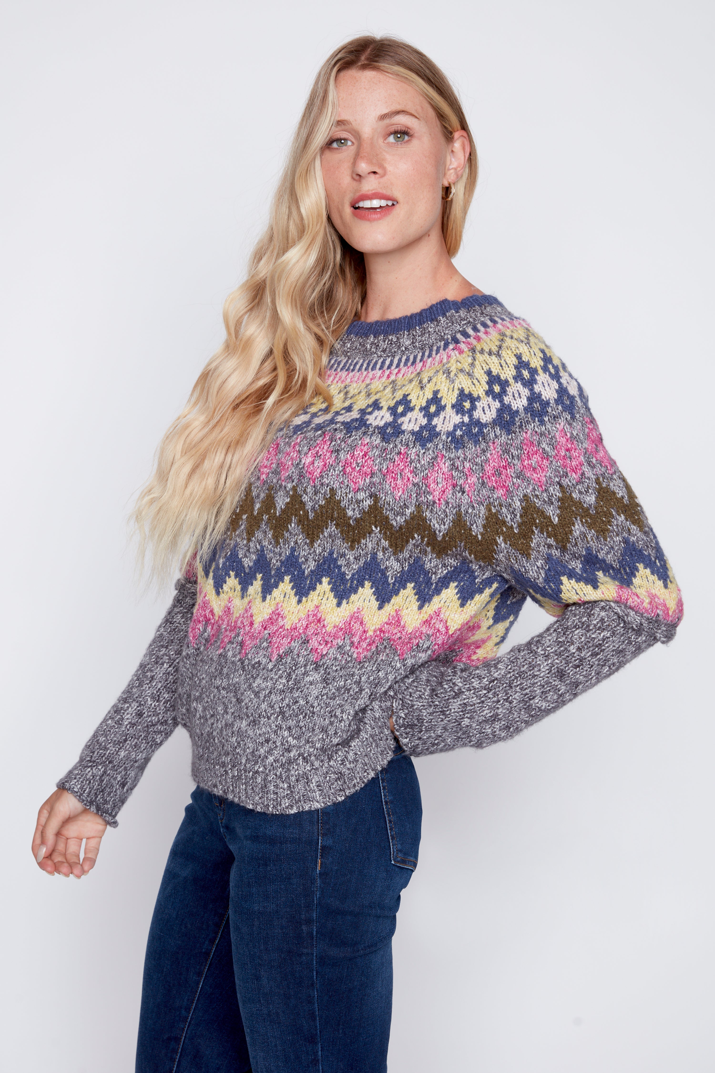 Fair isle design sweater