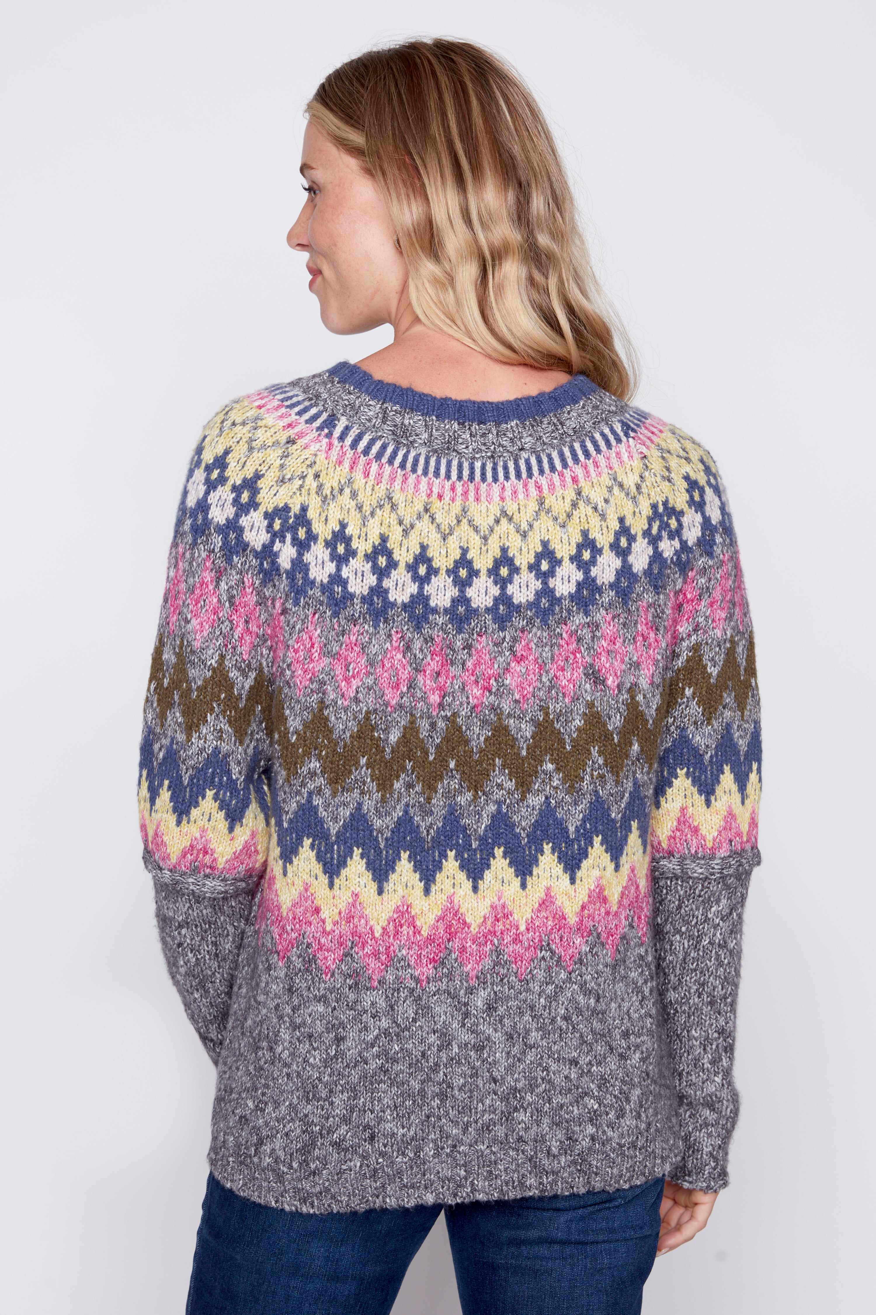 Fair isle design sweater