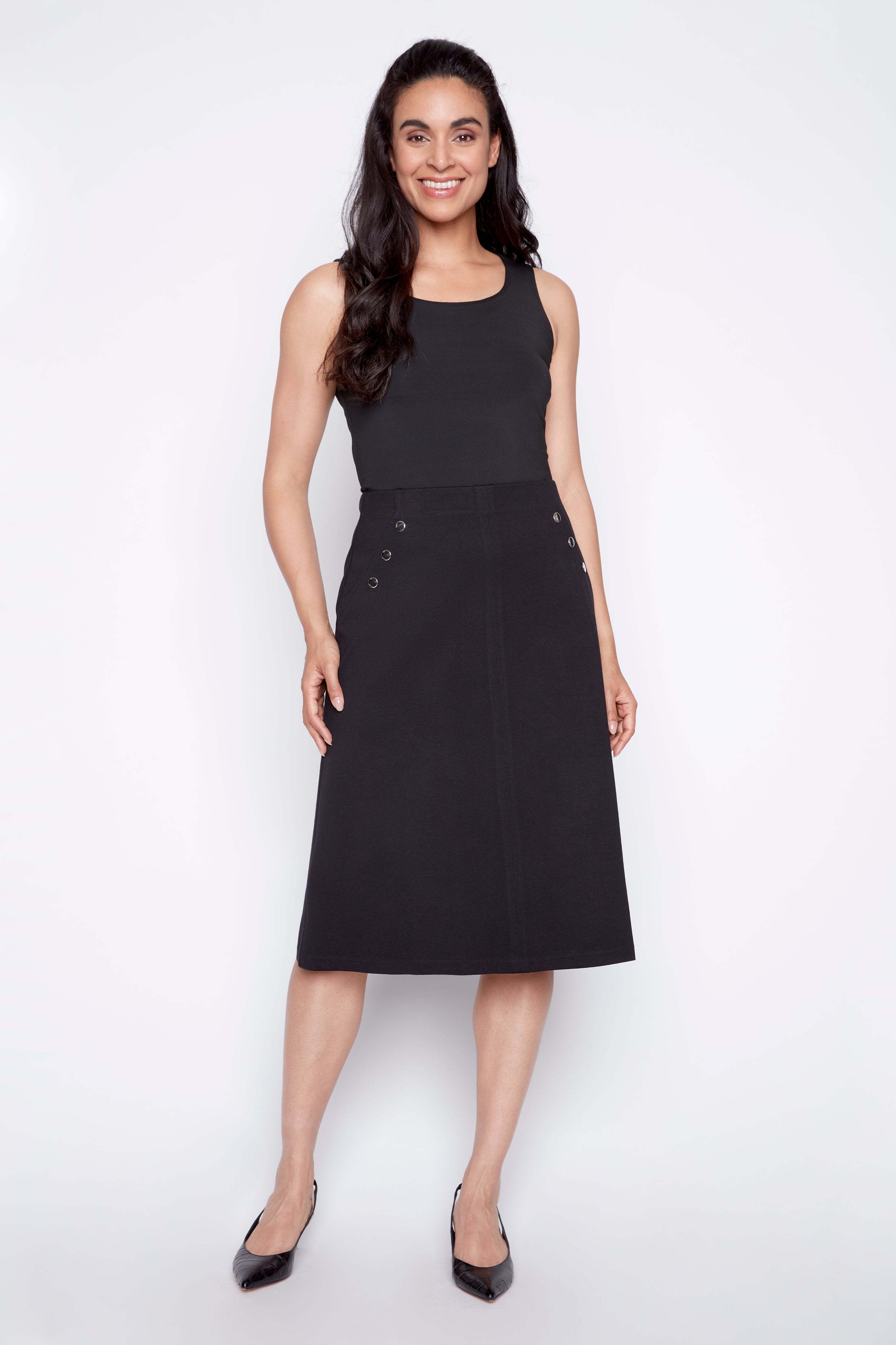 Solid pdr a-line skirt