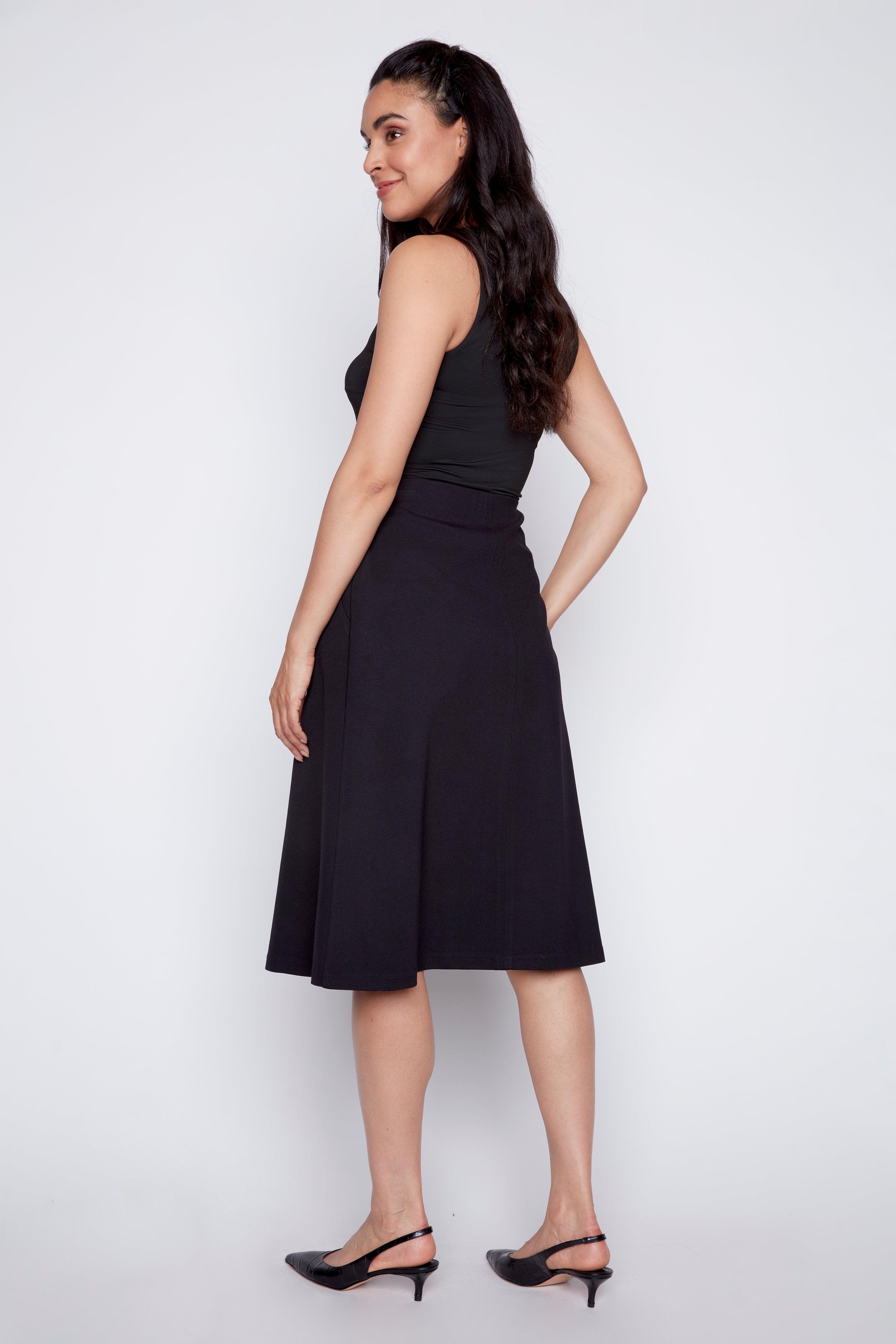Solid pdr a-line skirt