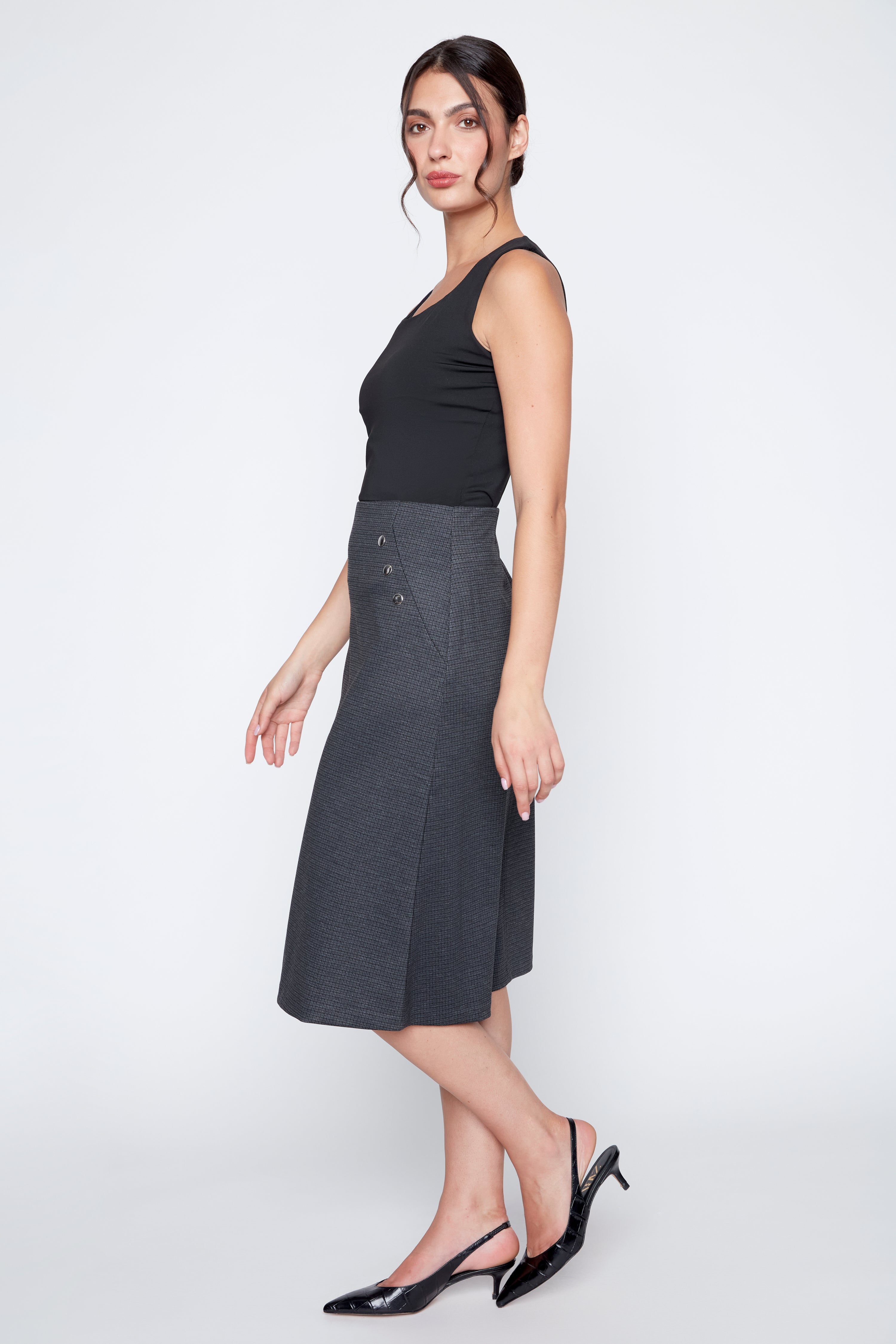 Check print pdr a-line skirt