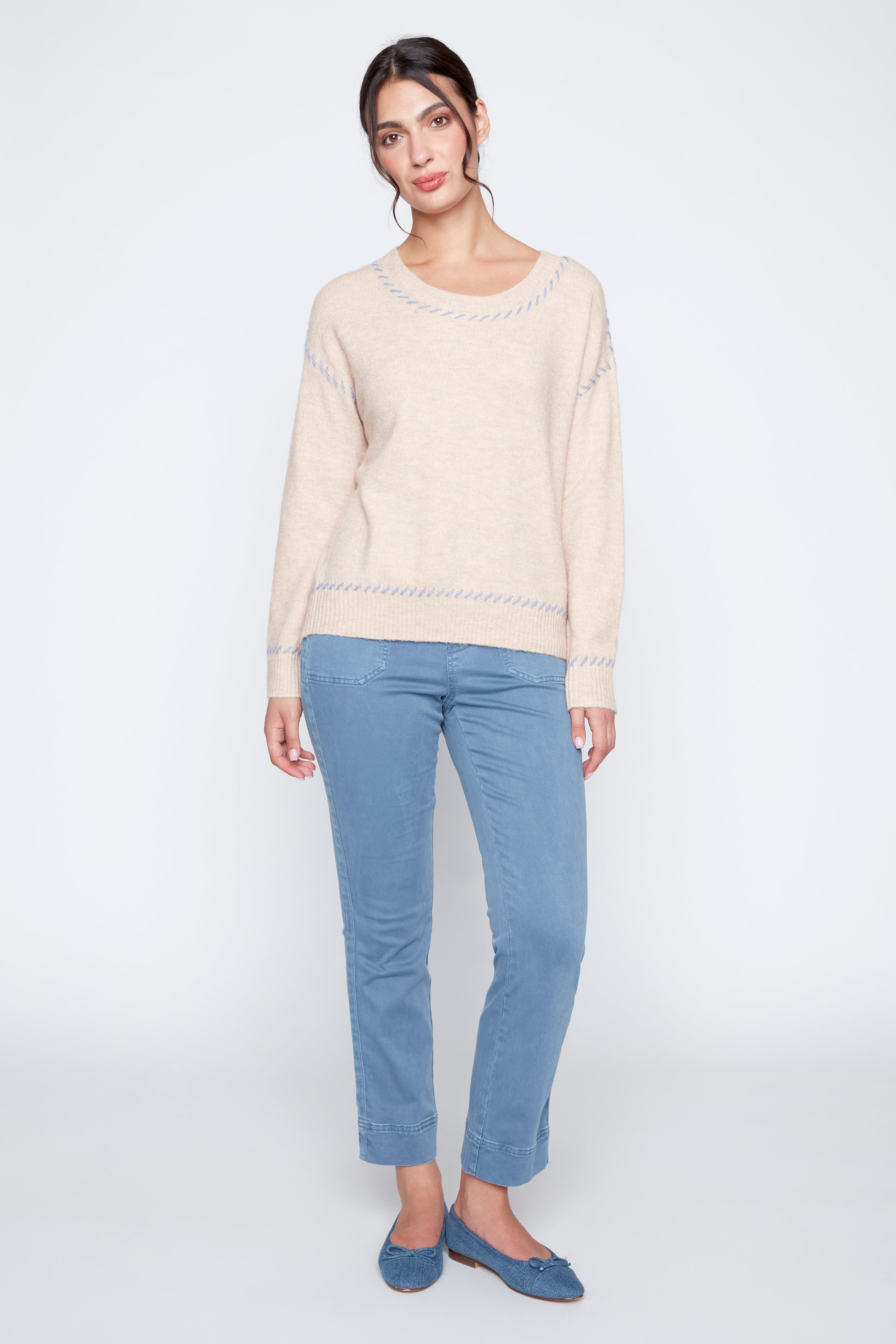 Contrast stitch sweater