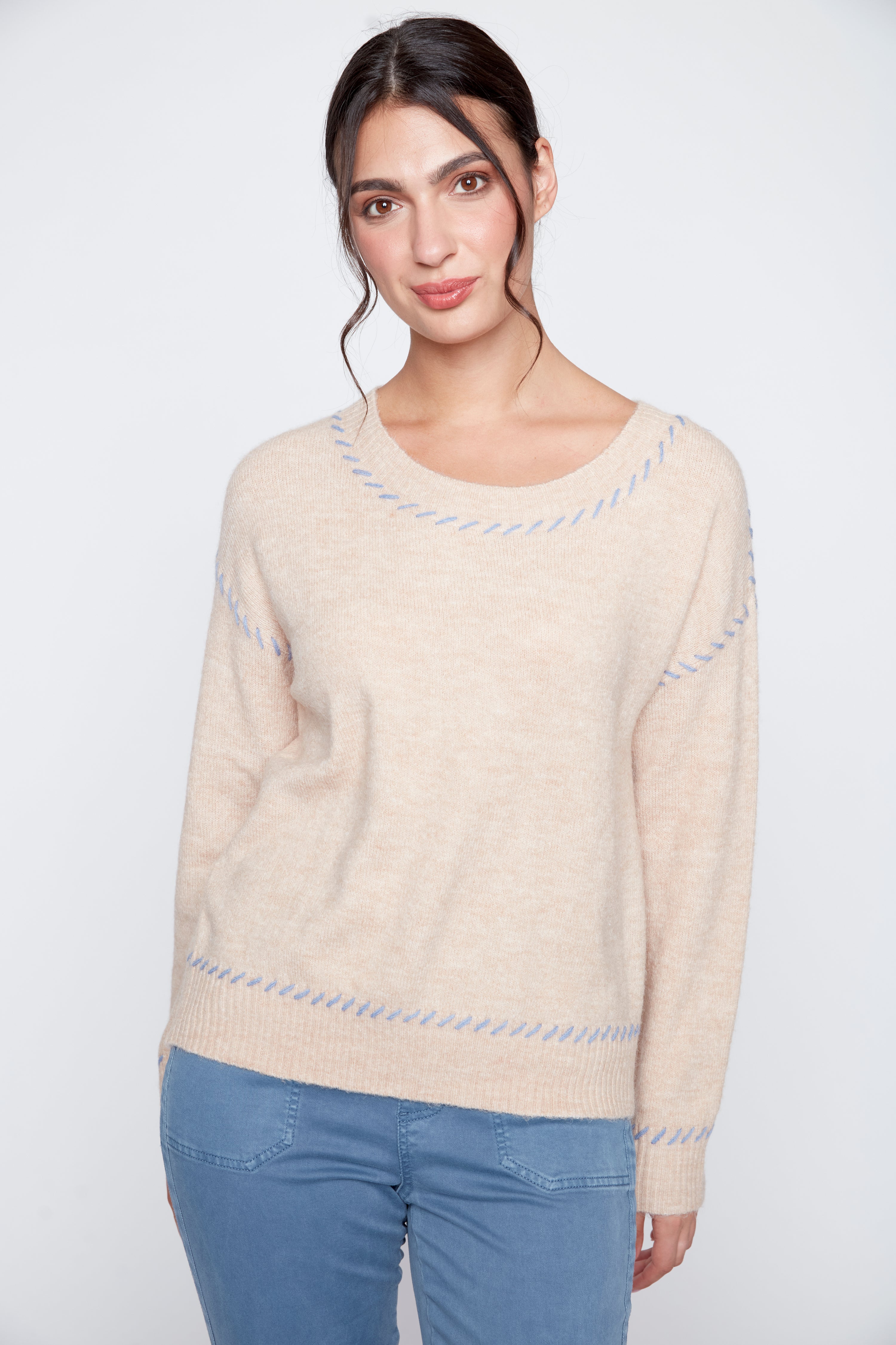 Contrast stitch sweater