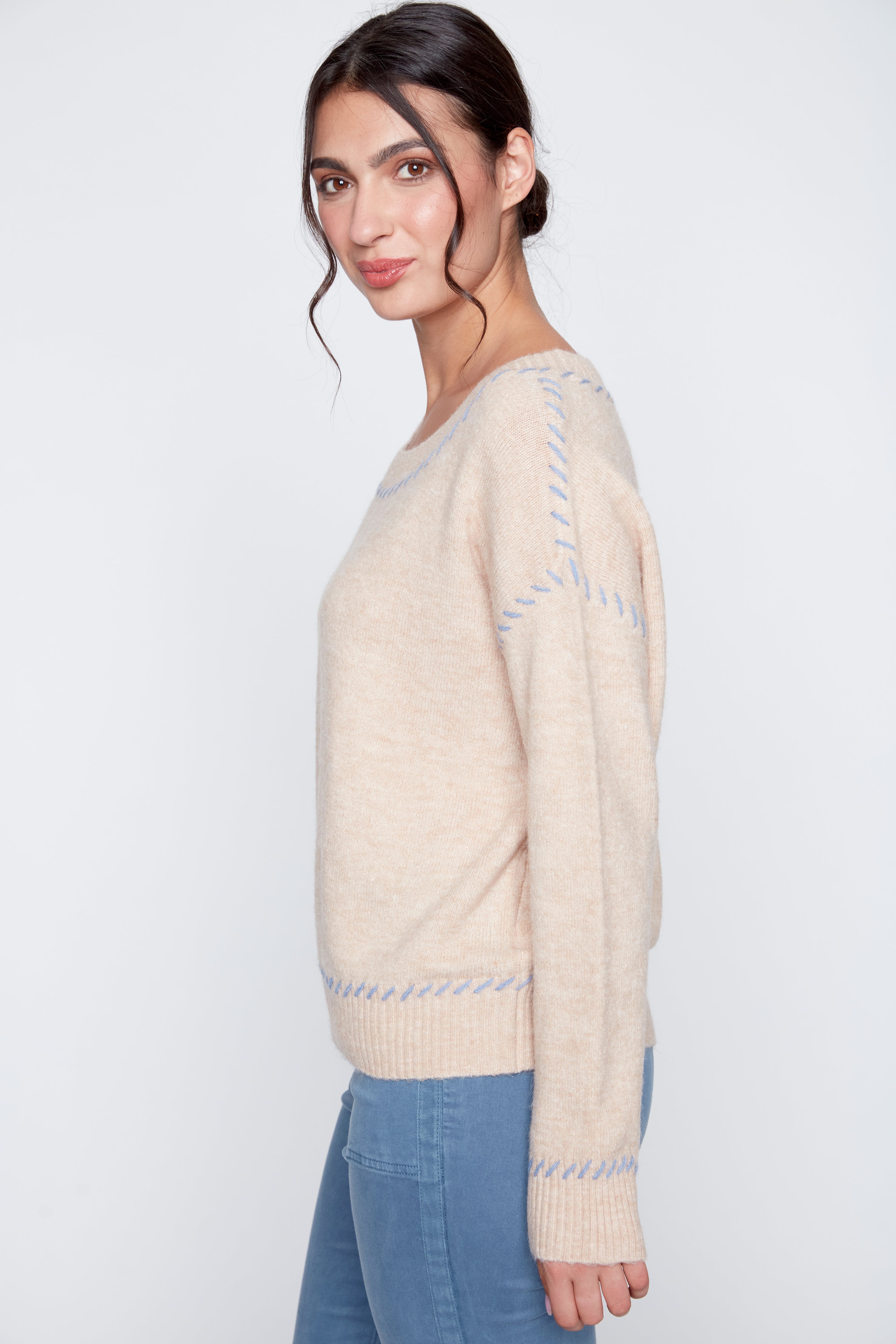Contrast stitch sweater