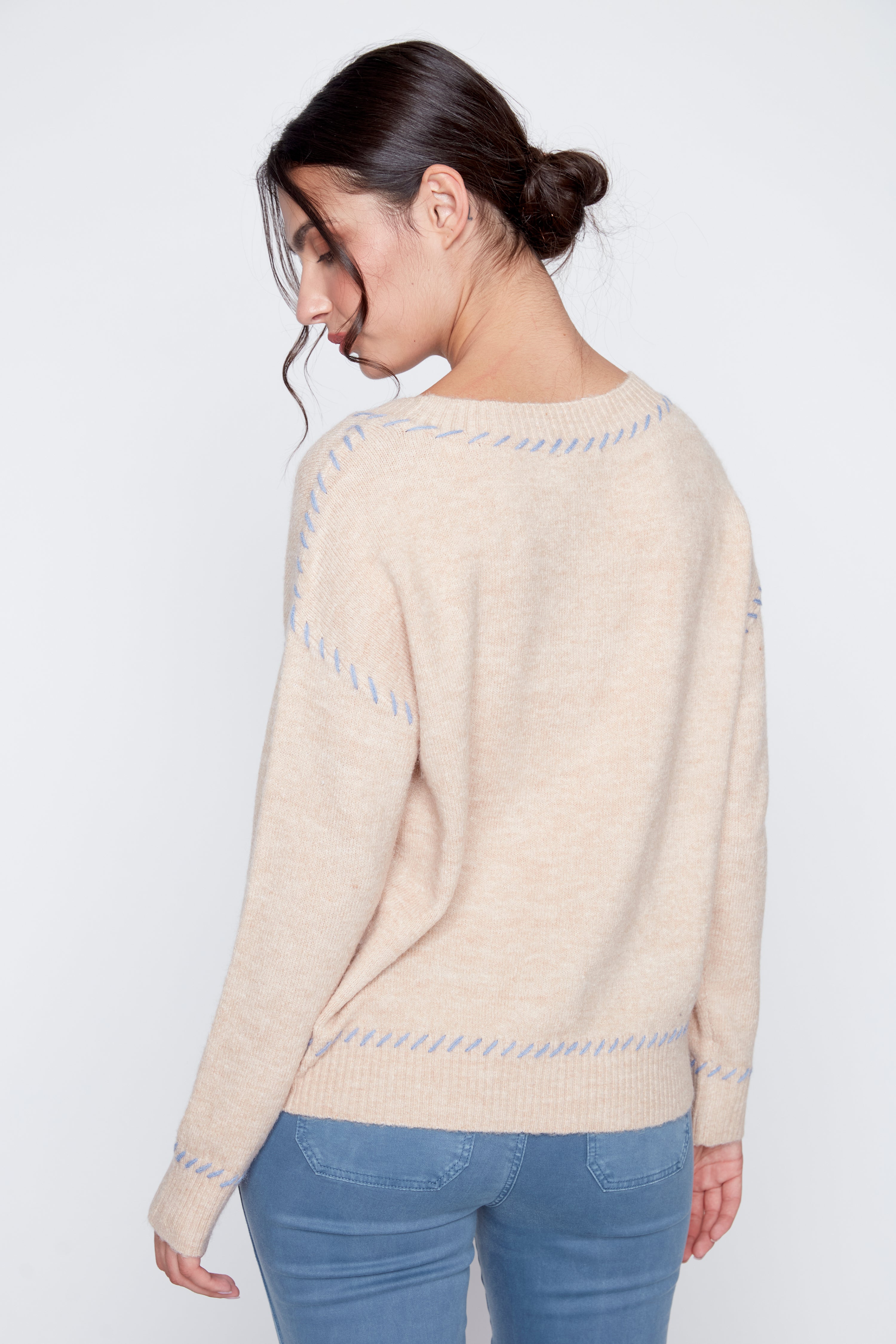 Contrast stitch sweater
