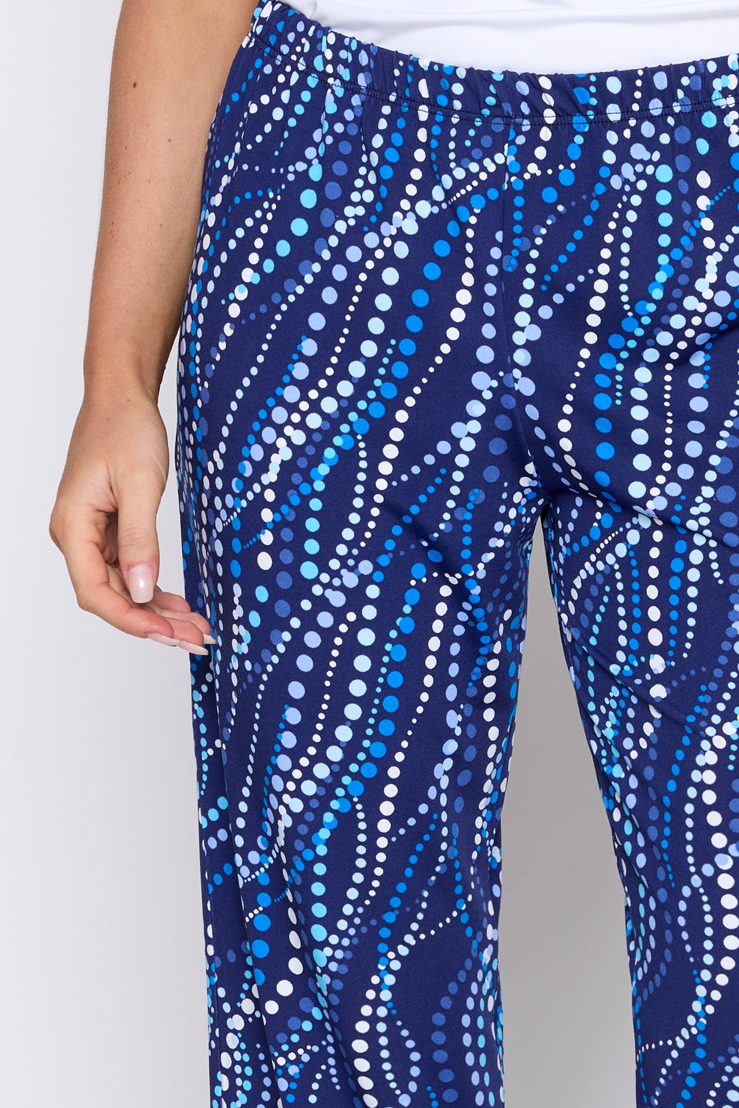 Navy white dot print pant