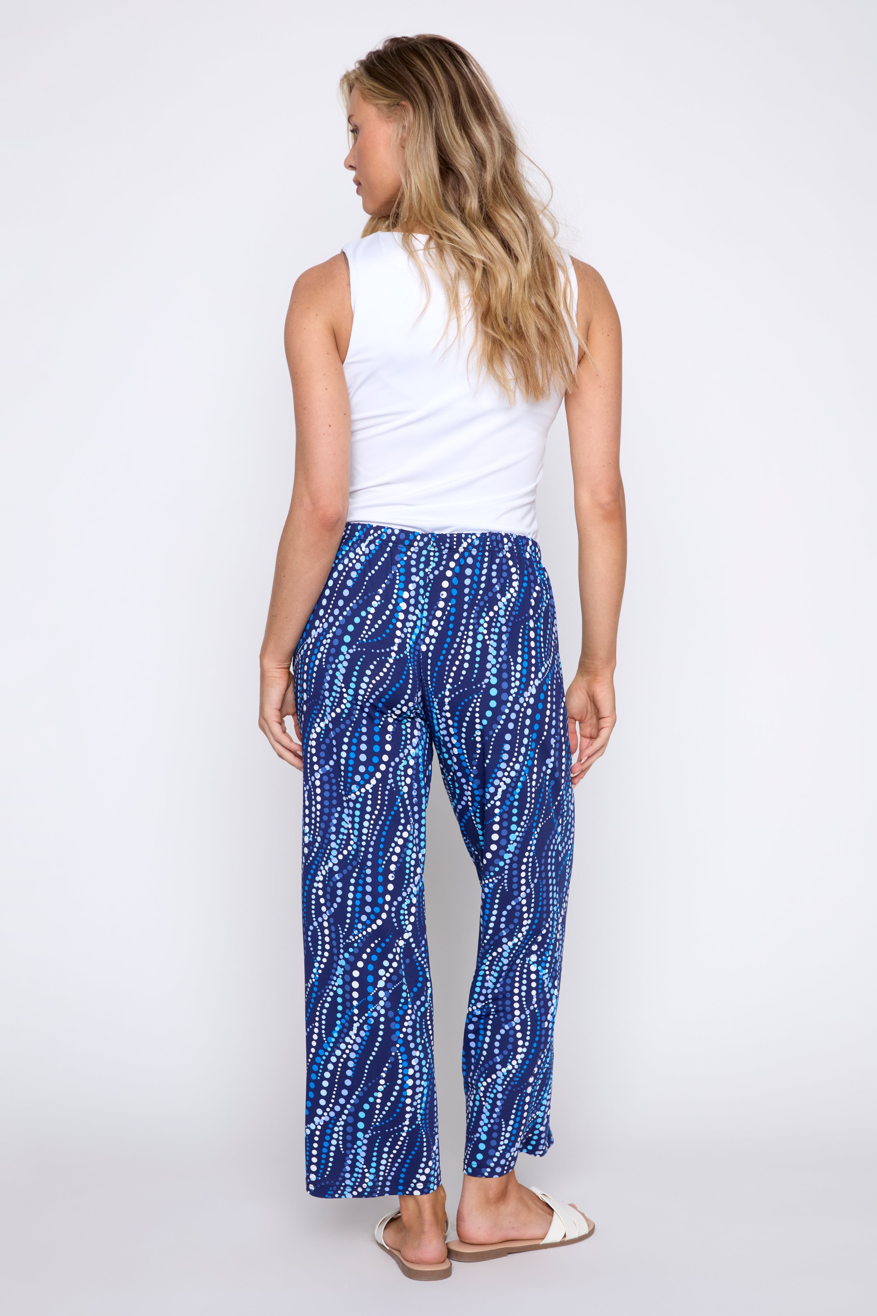 Navy white dot print pant