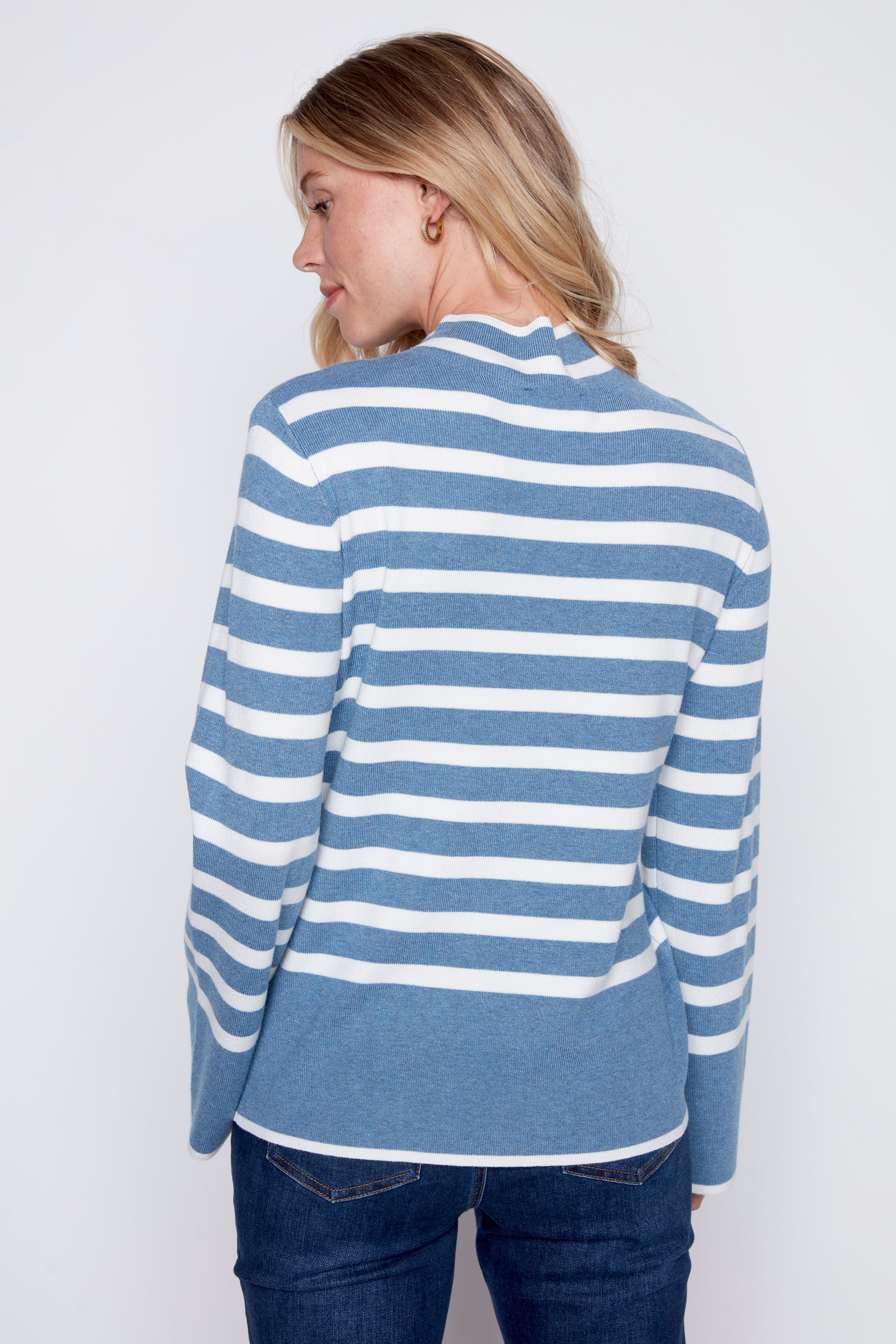 Bell sleeve stripe sweater