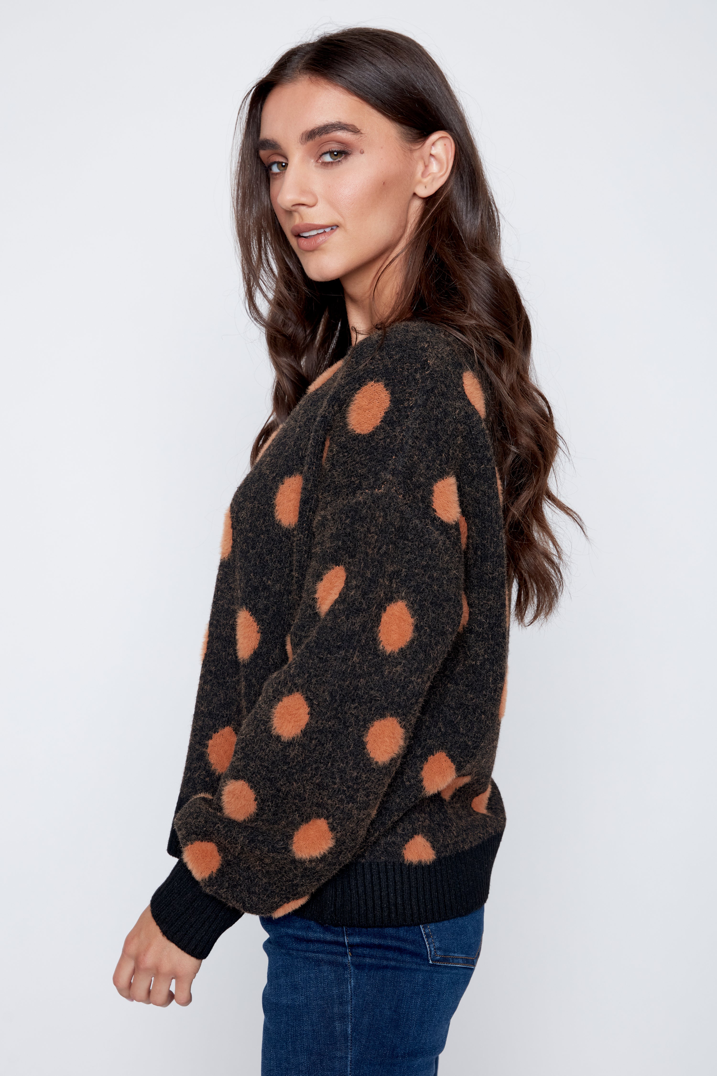 Dot design eyelash sweater
