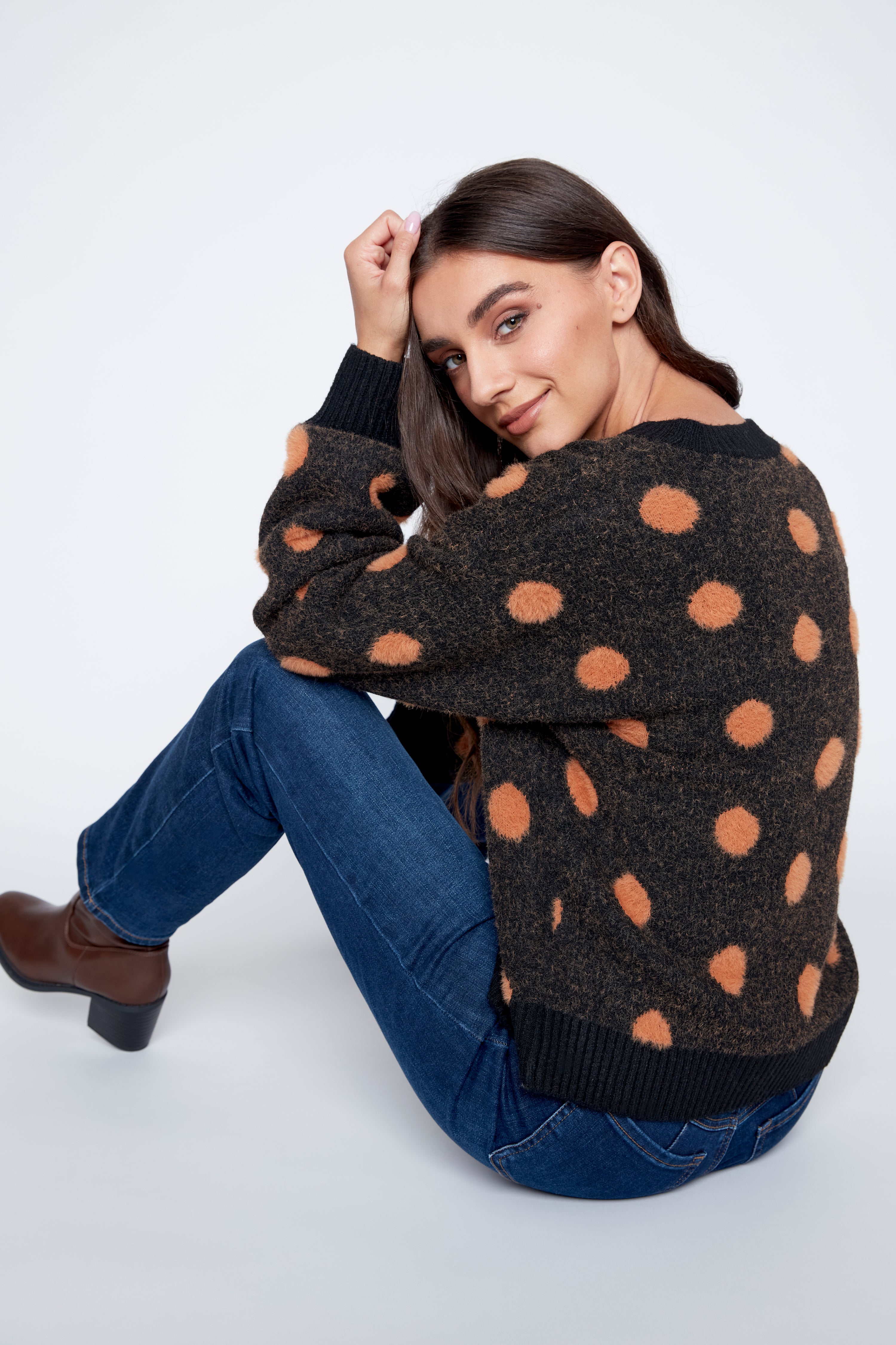 Dot design eyelash sweater