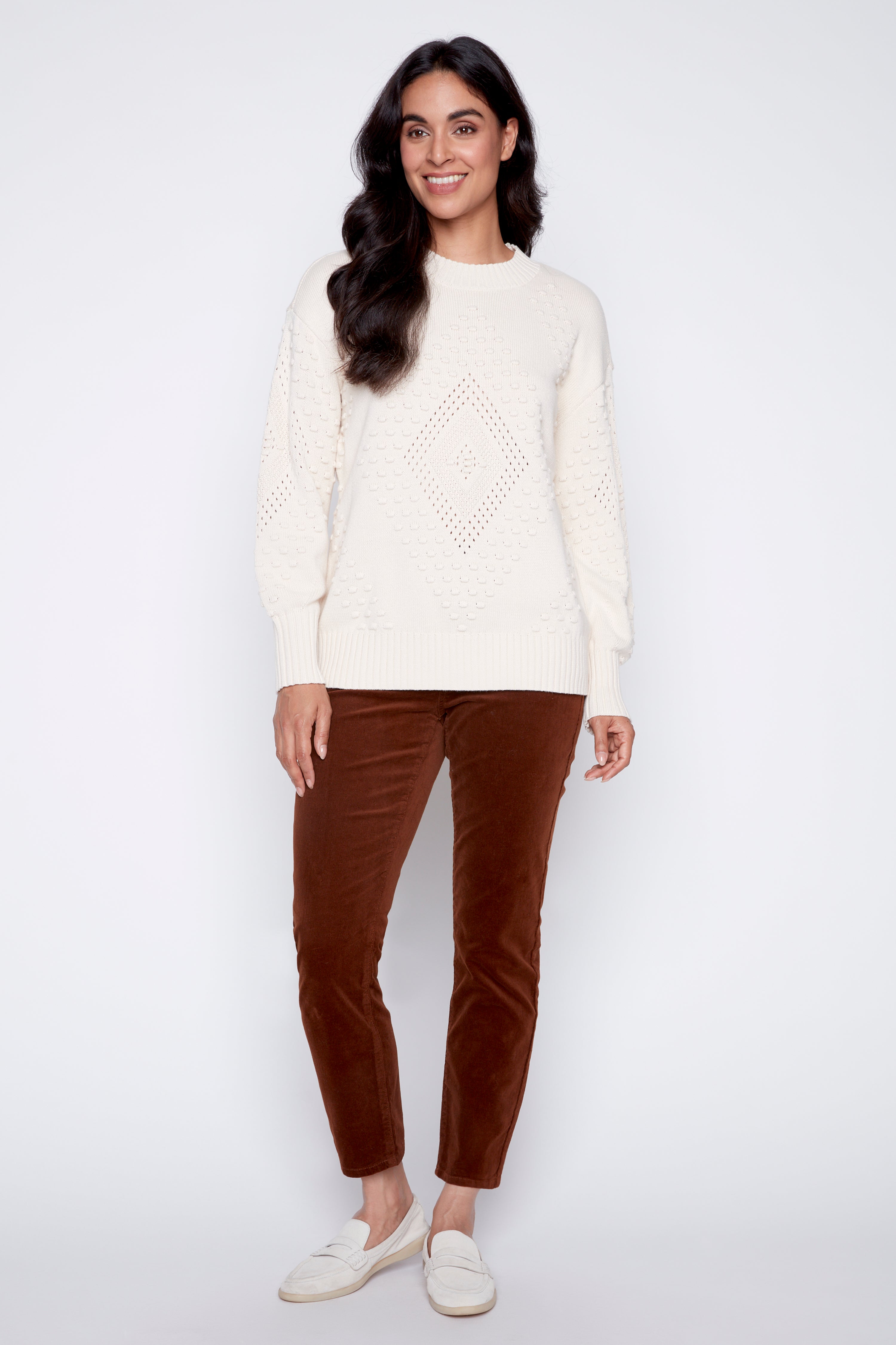 Cotton sweater with nubs detail