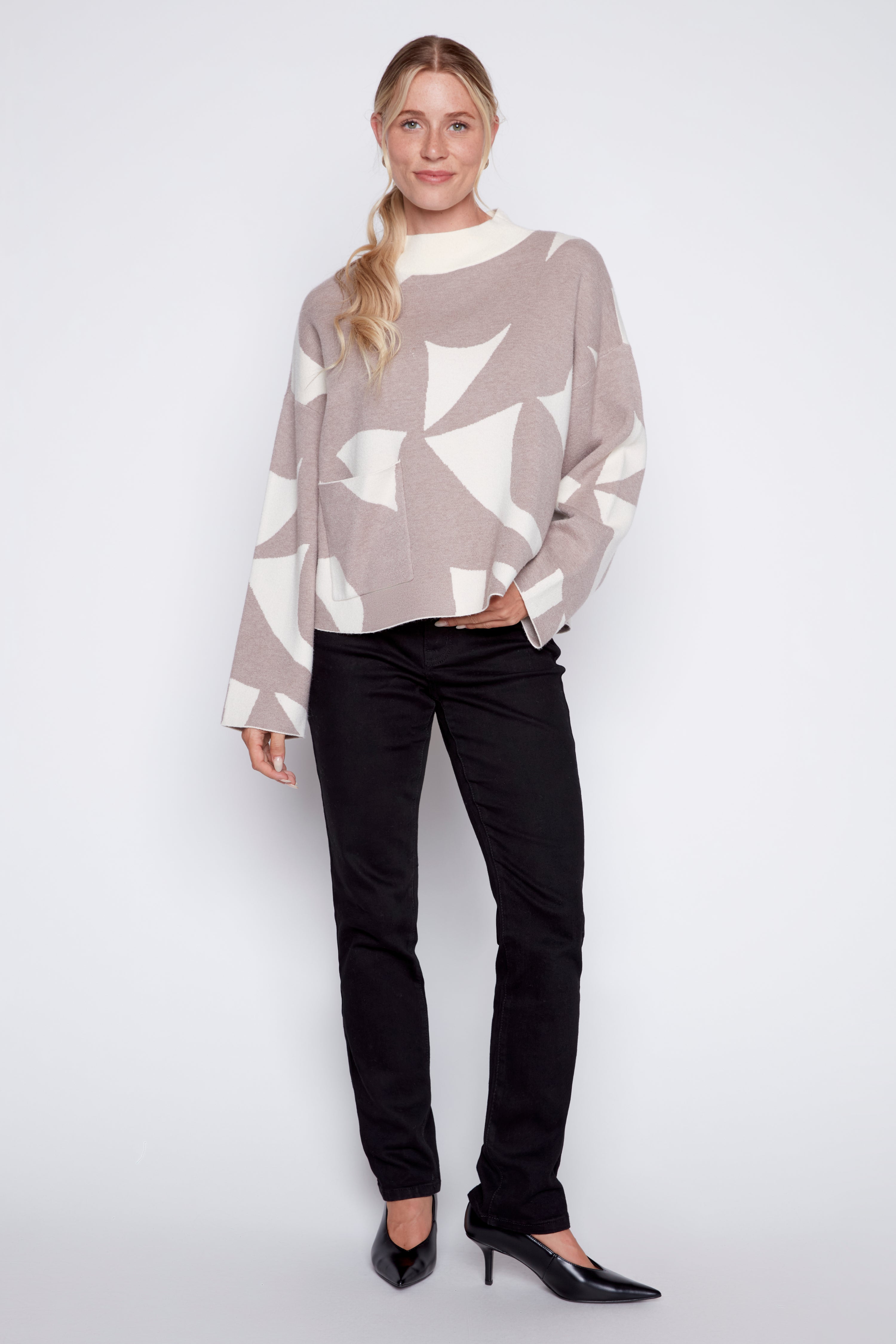 Printed sweater with pocket detail
