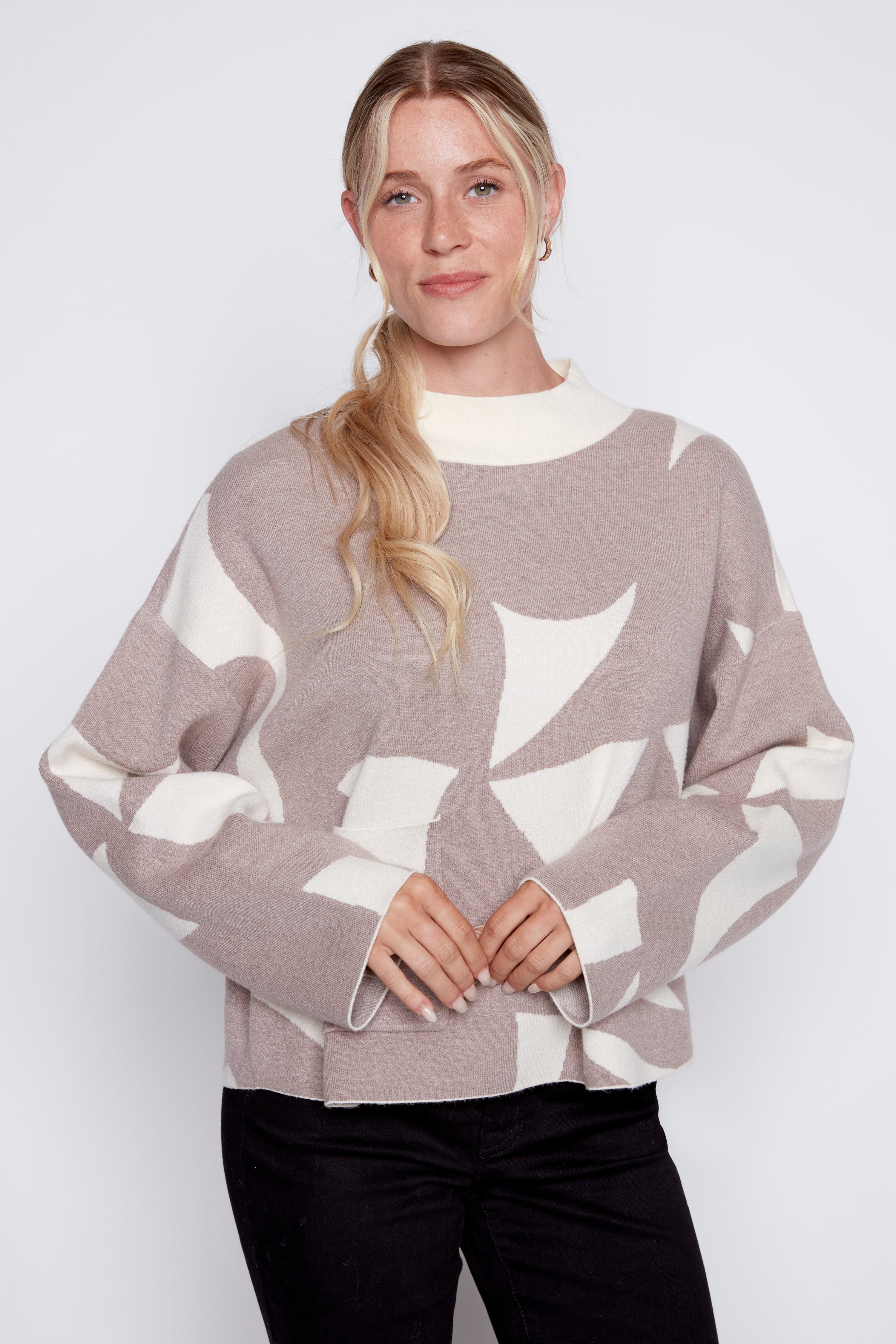 Printed sweater with pocket detail