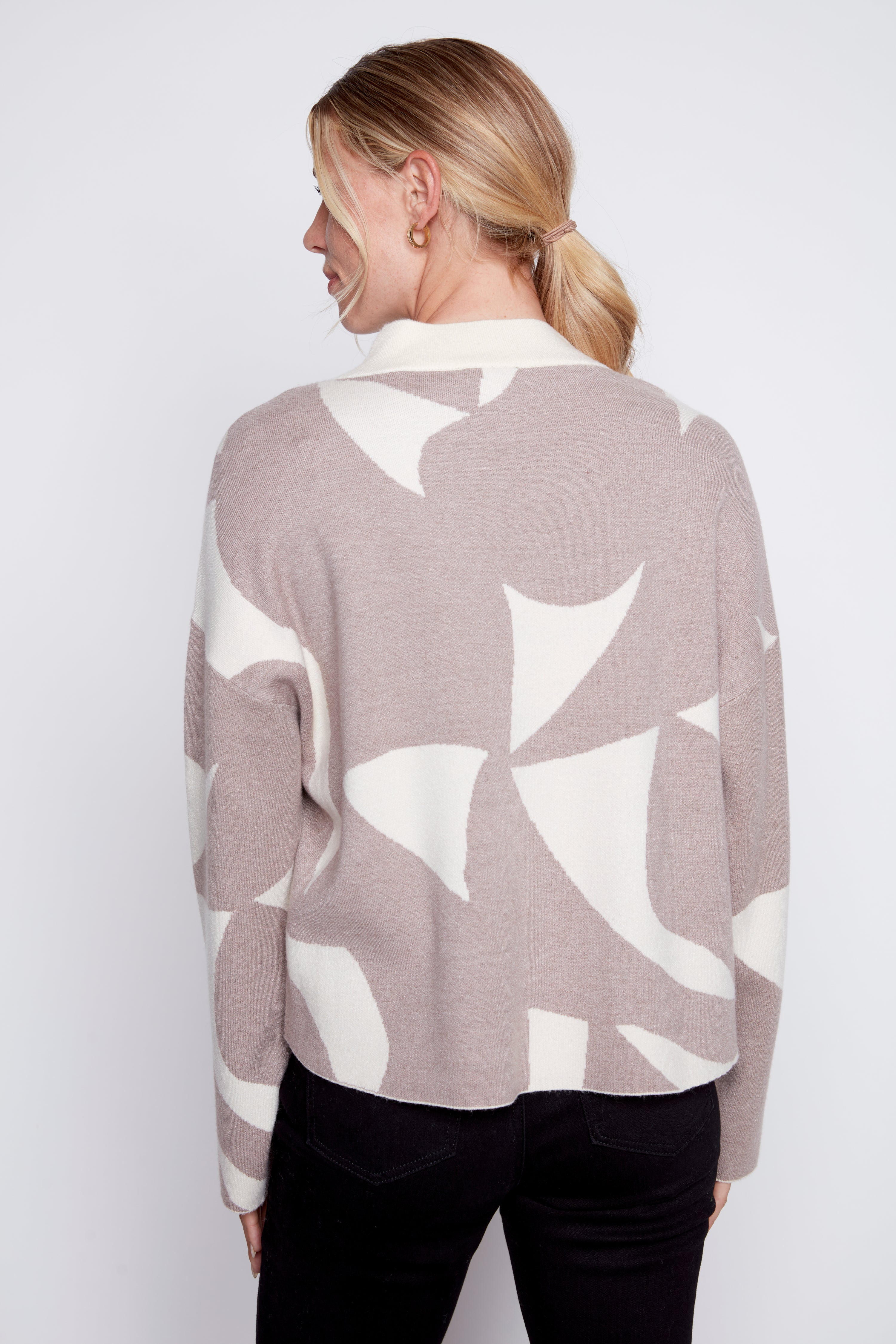 Printed sweater with pocket detail
