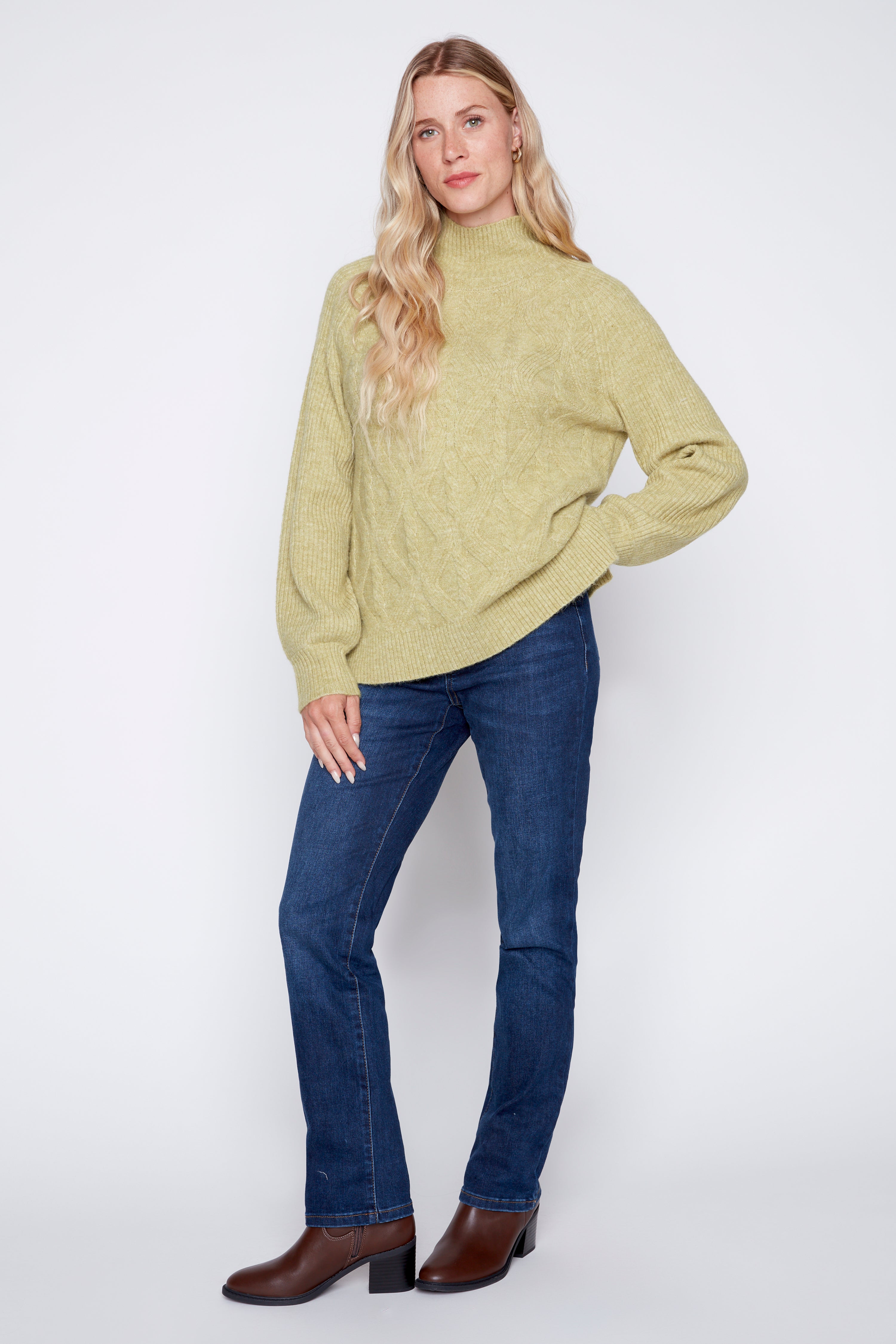 Cable front sweater