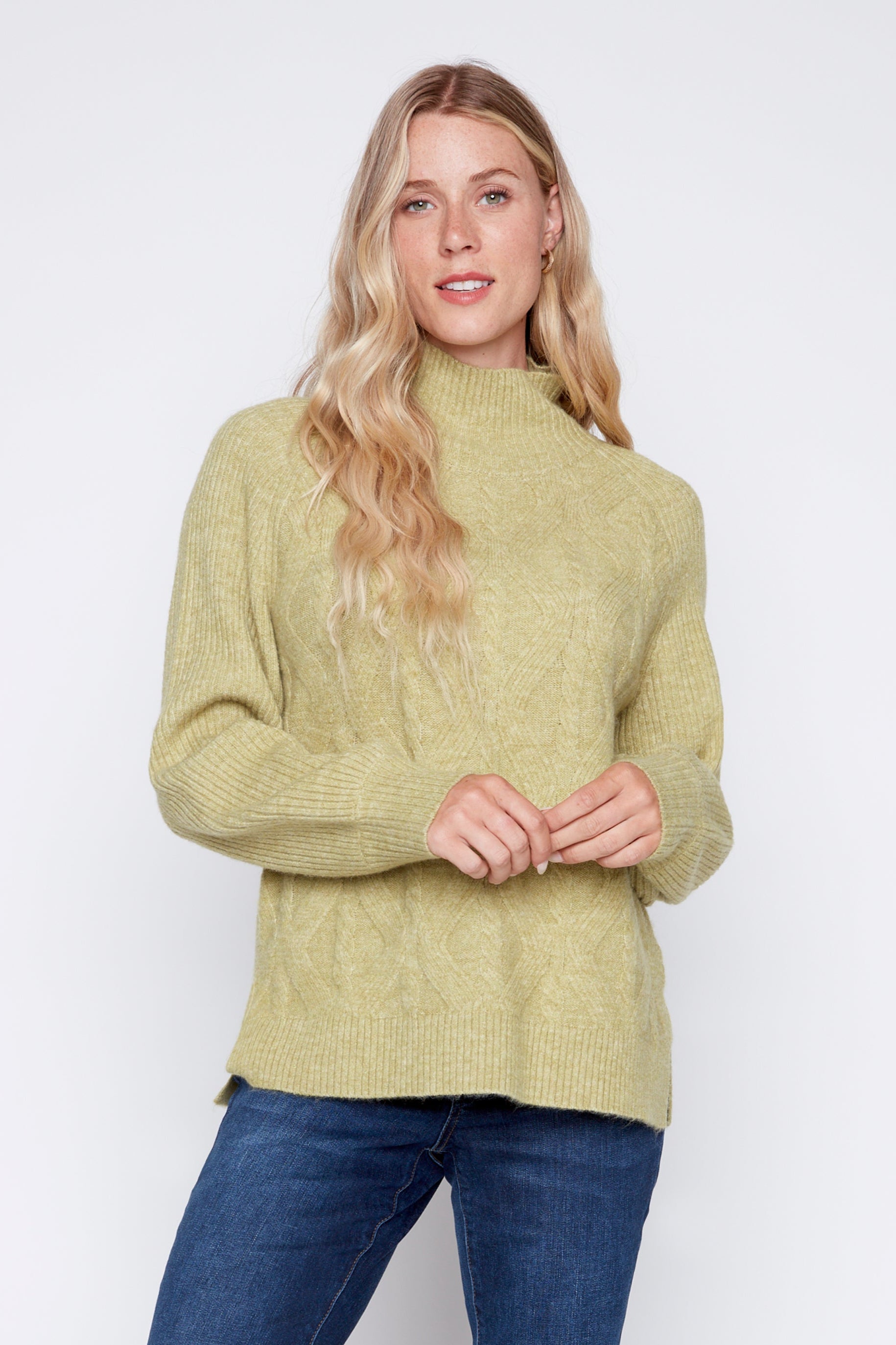 Cable front sweater