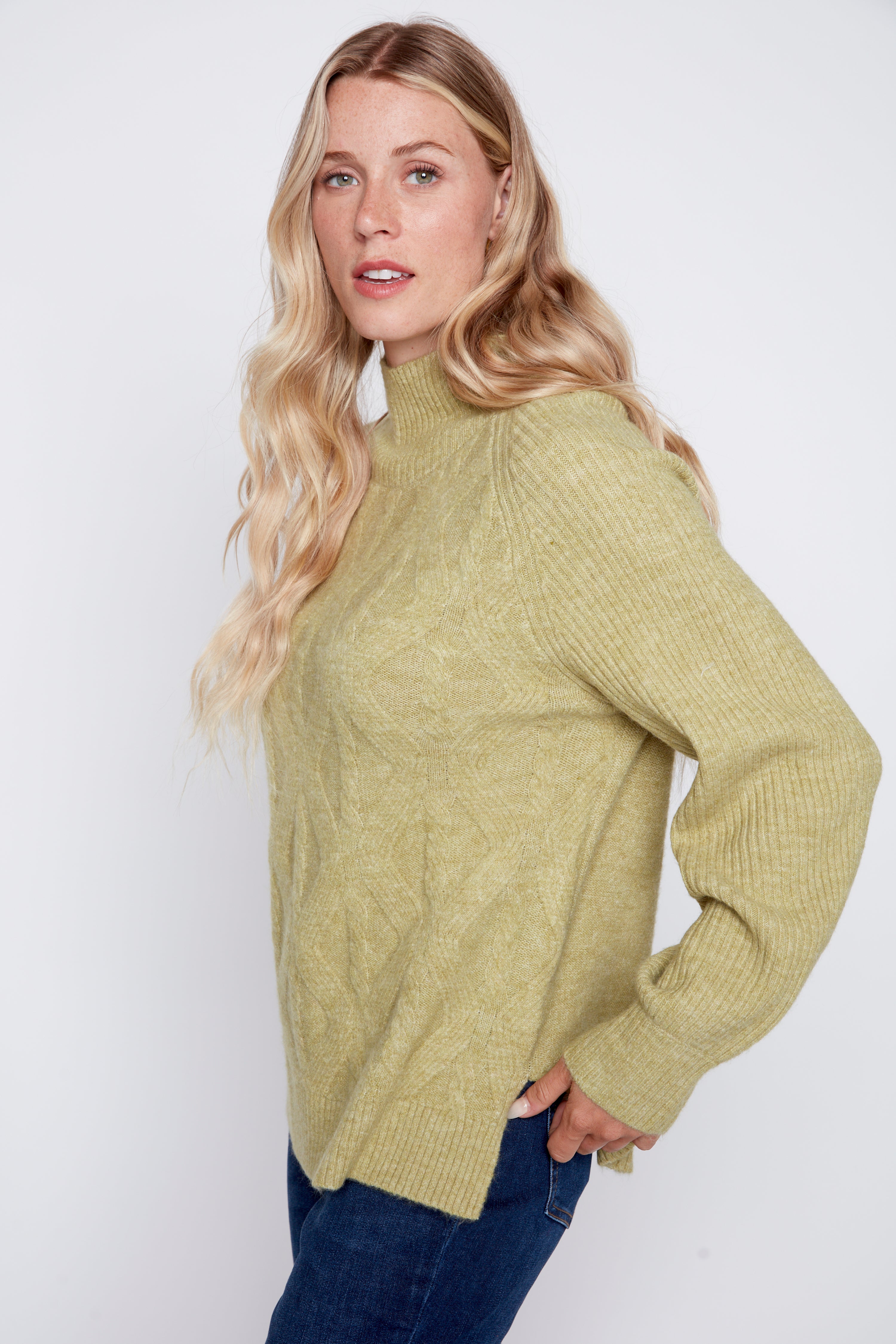 Cable front sweater