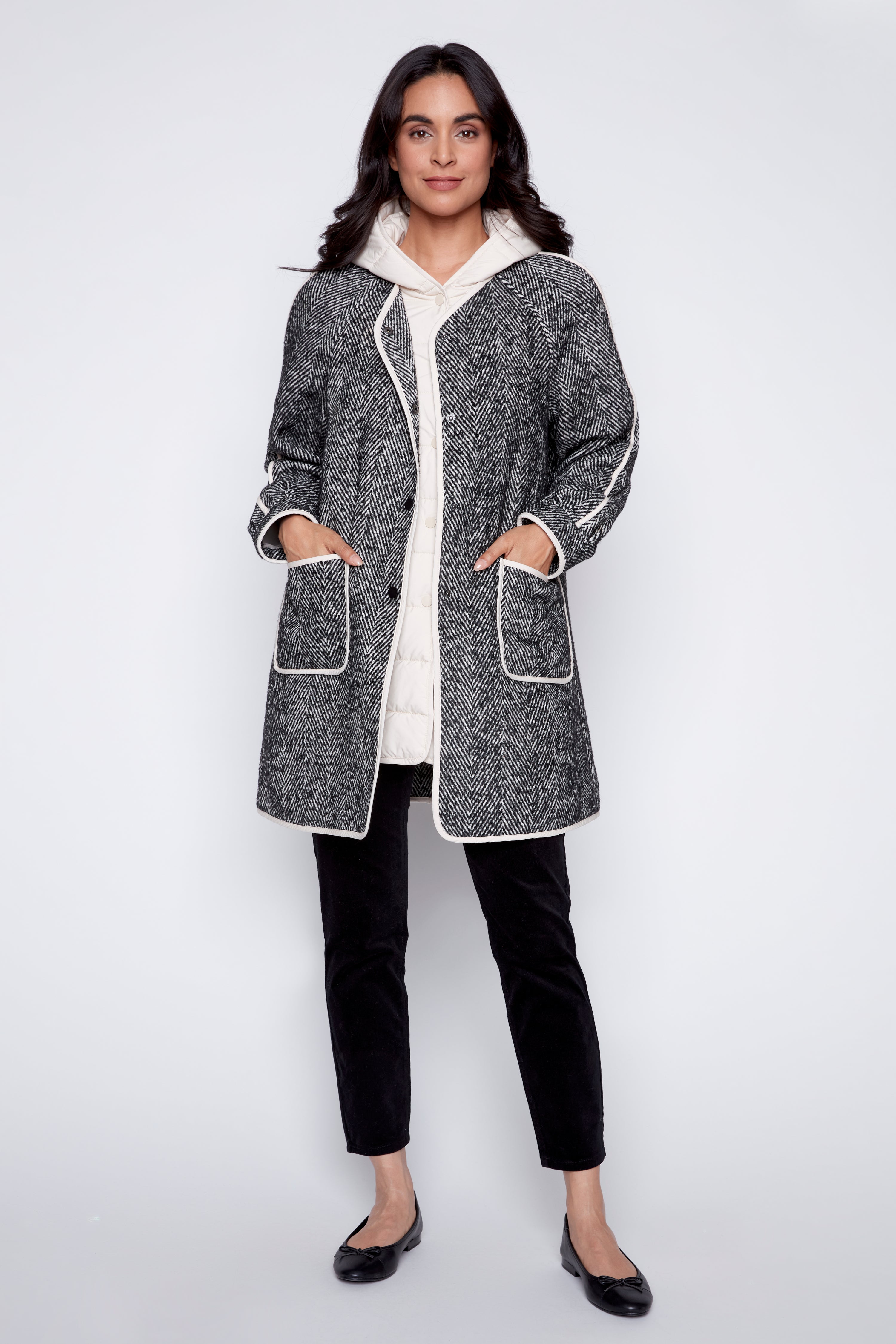 Herringbone fooler coat
