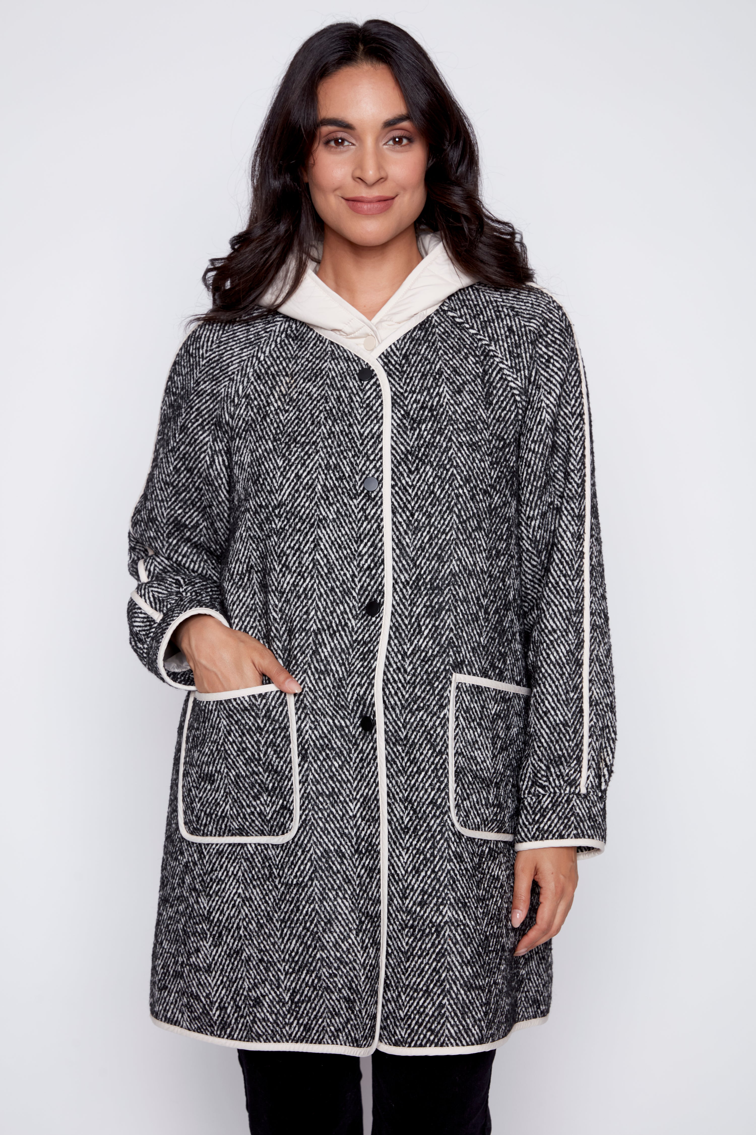 Herringbone fooler coat