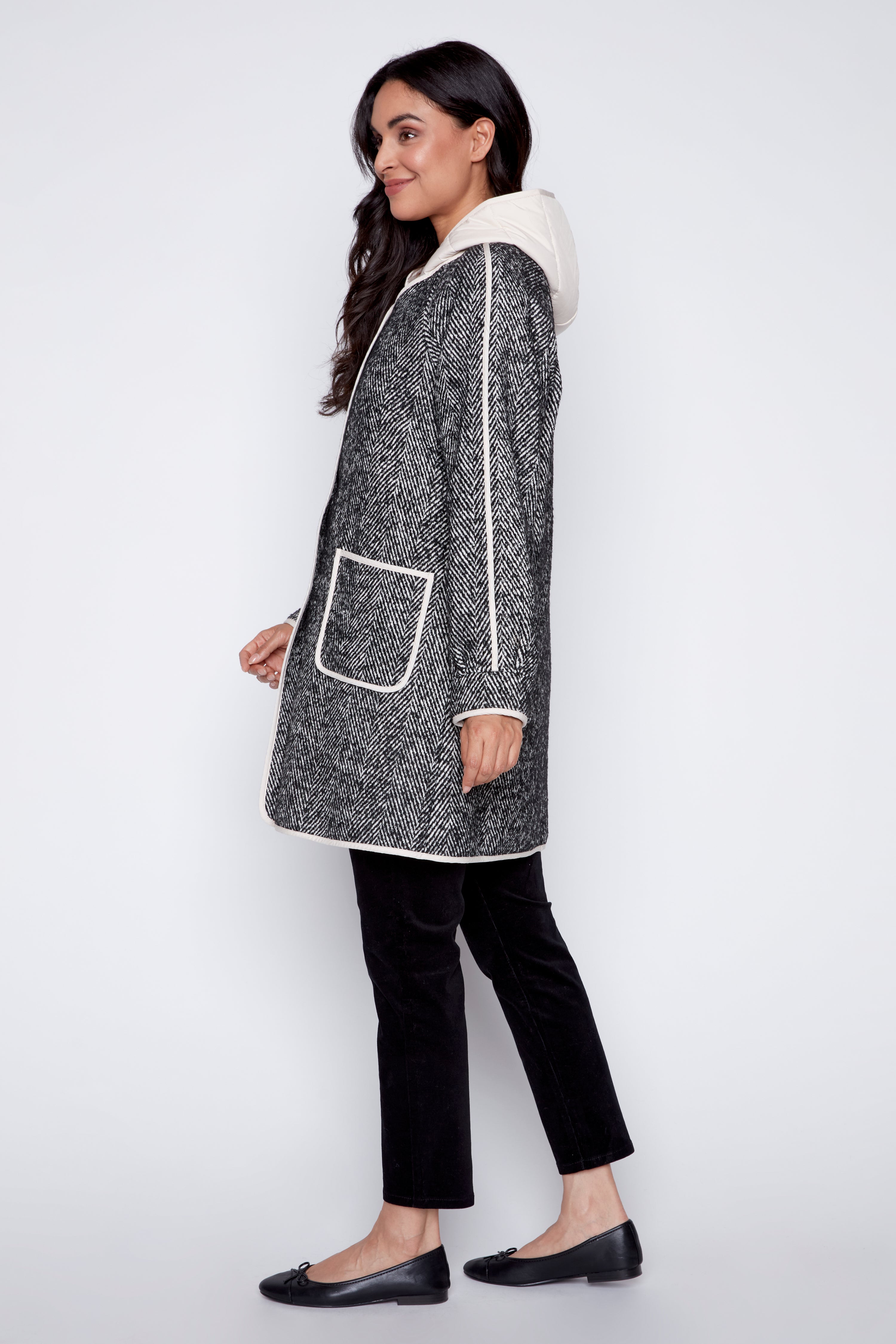 Le manteau trompe-l'œil à chevrons