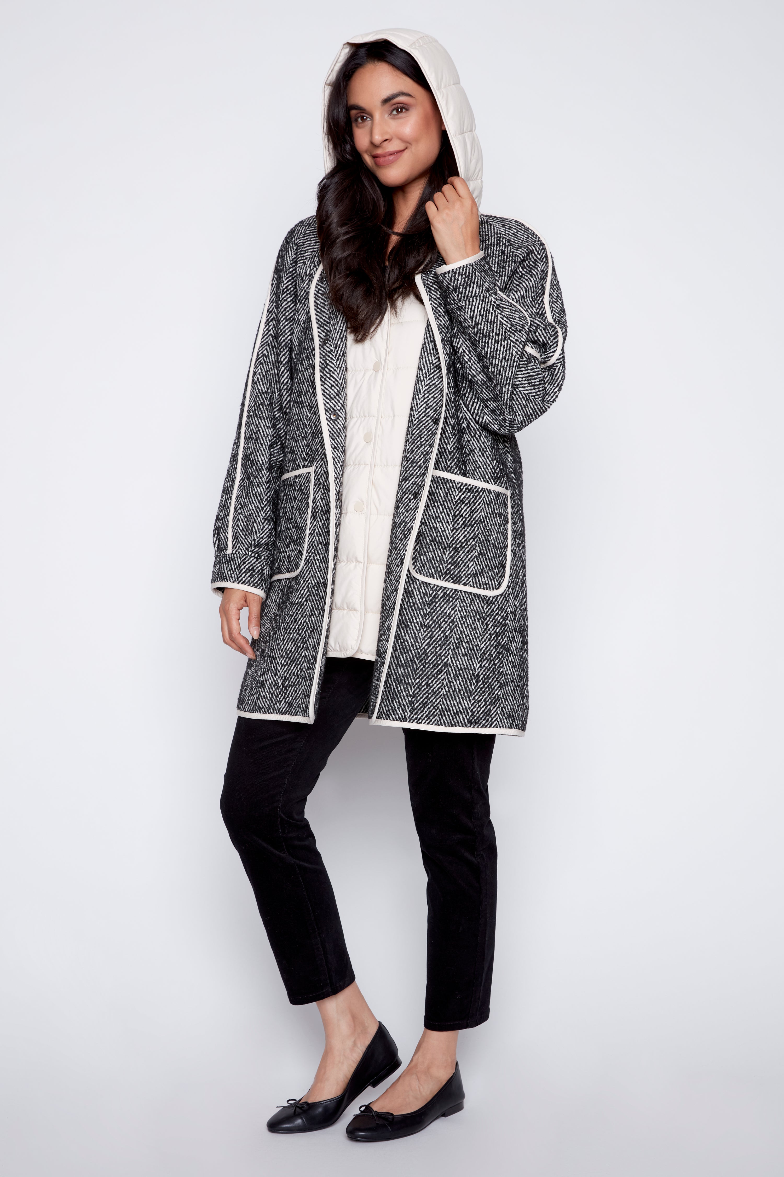 Le manteau trompe-l'œil à chevrons