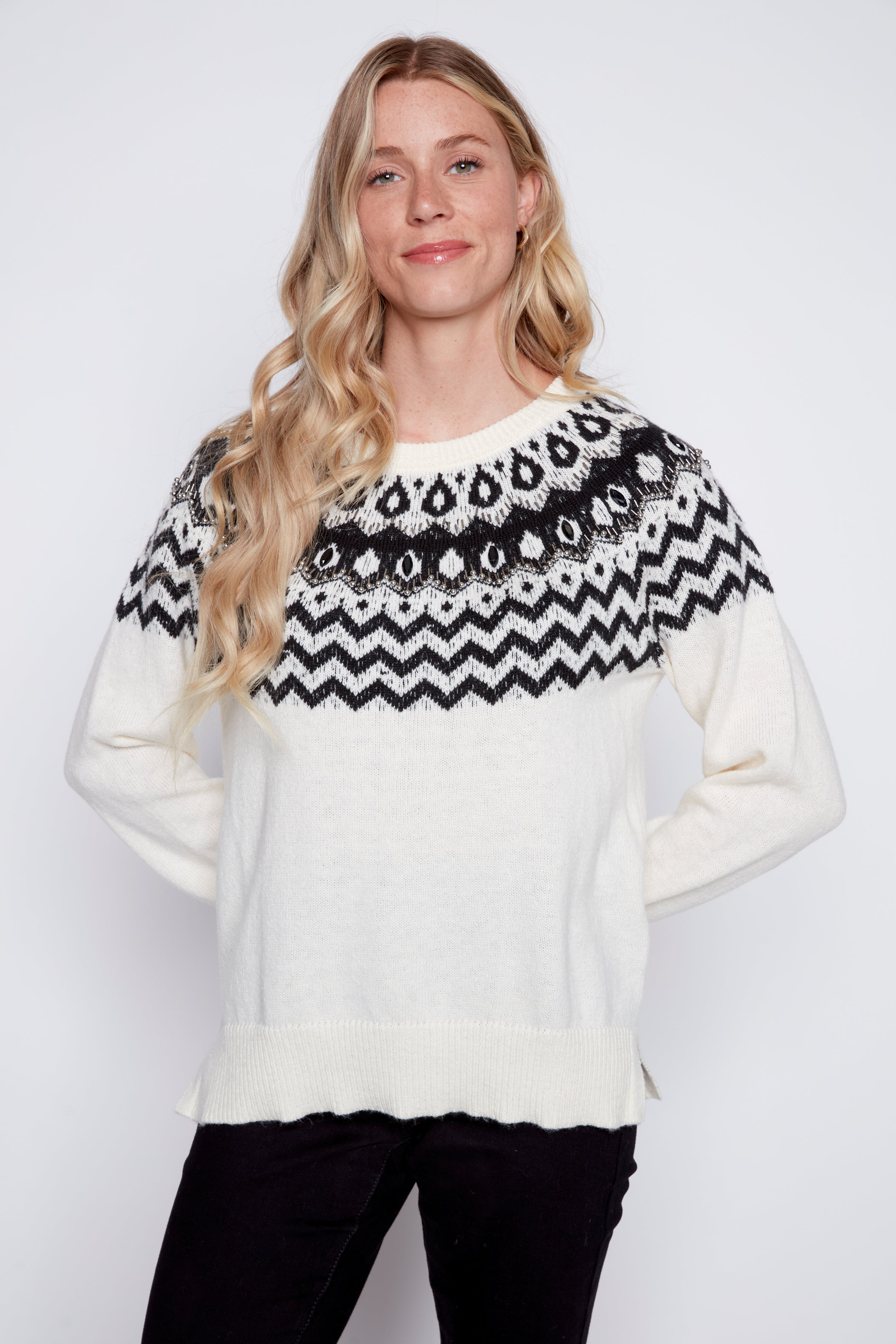 Beaded fair isle sweater
