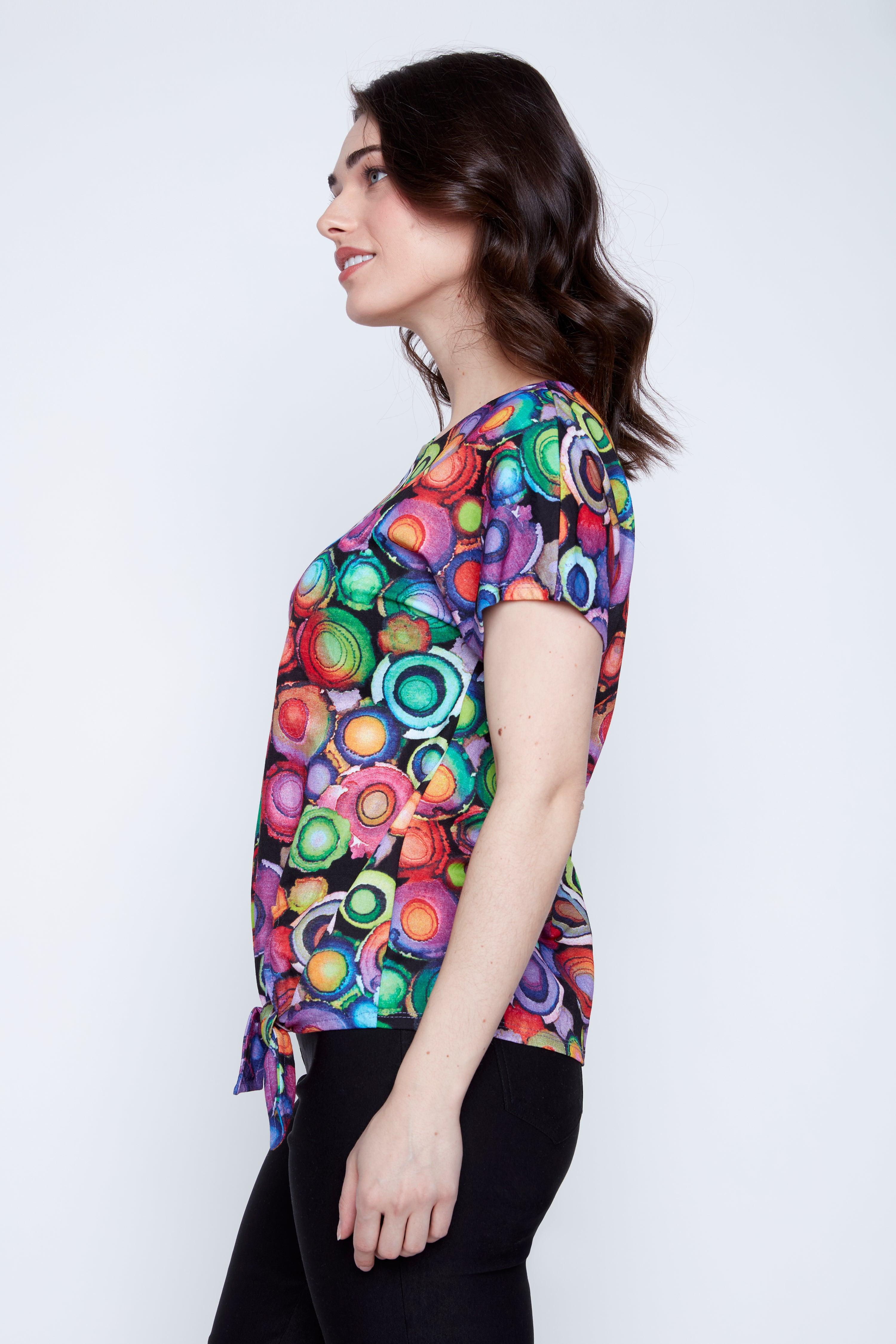 Colorful circle print top