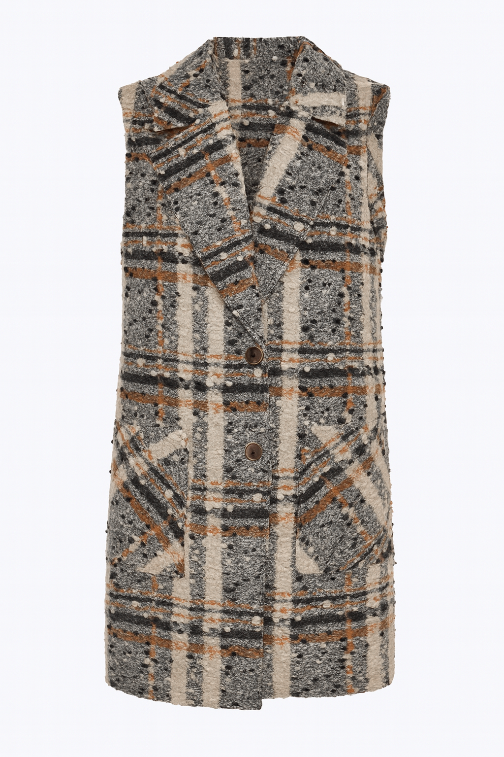 Le gilet à carreaux en laine mélangée