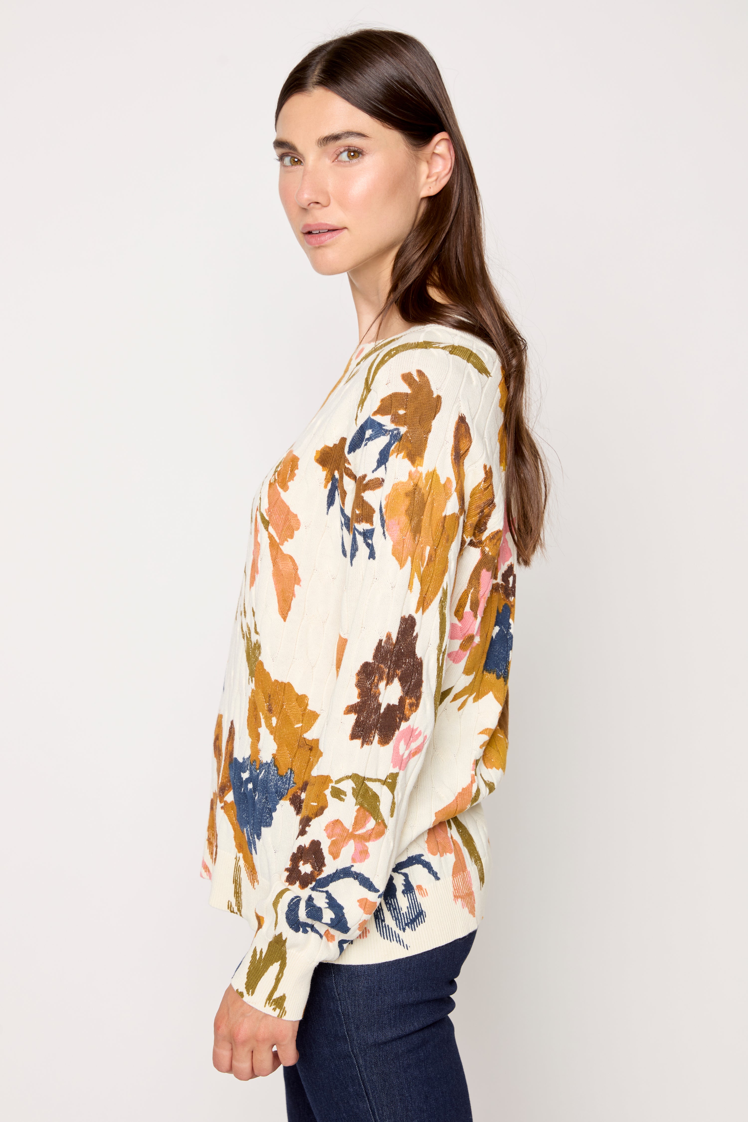 Le pull en coton imprimé à col rond