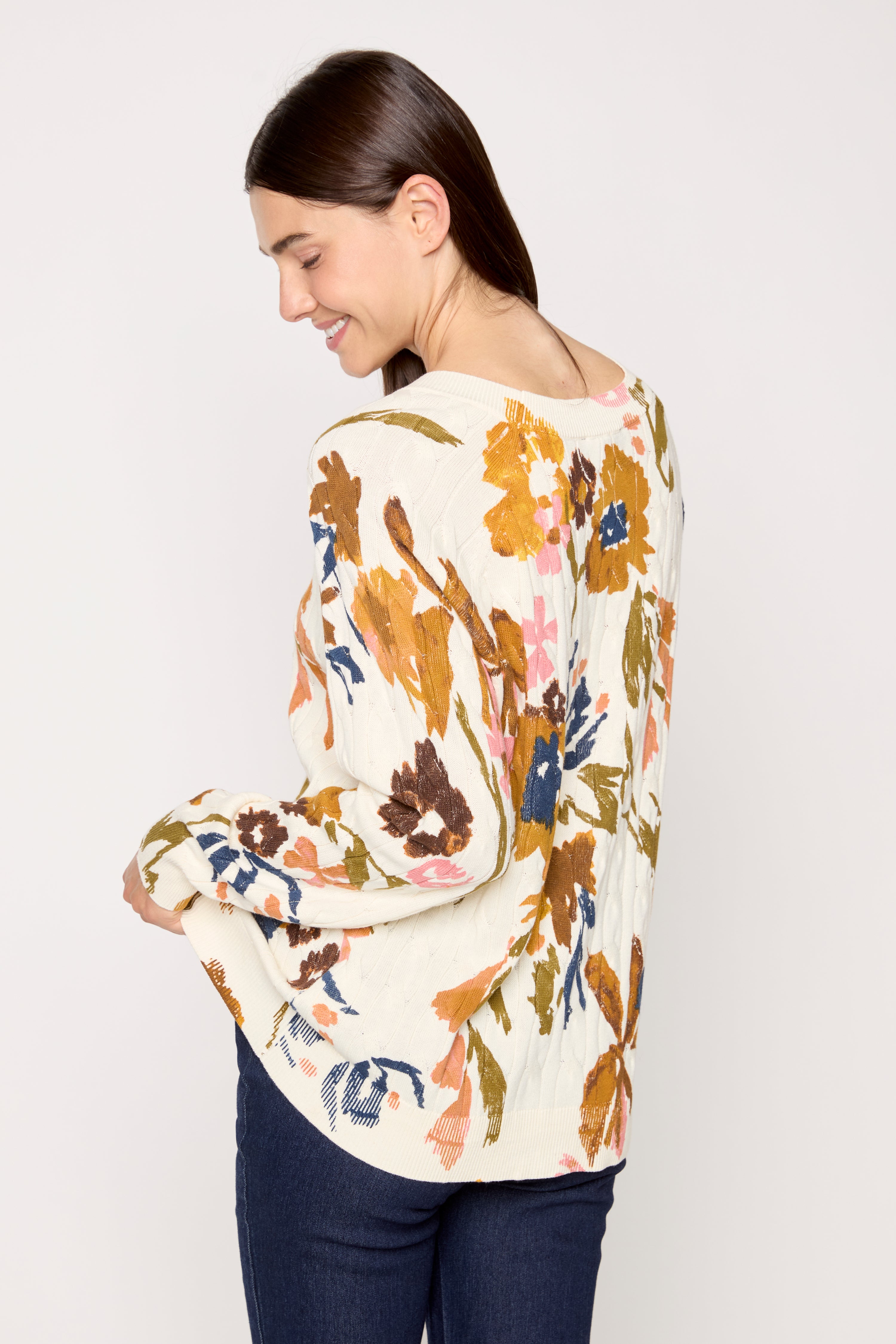 Le pull en coton imprimé à col rond
