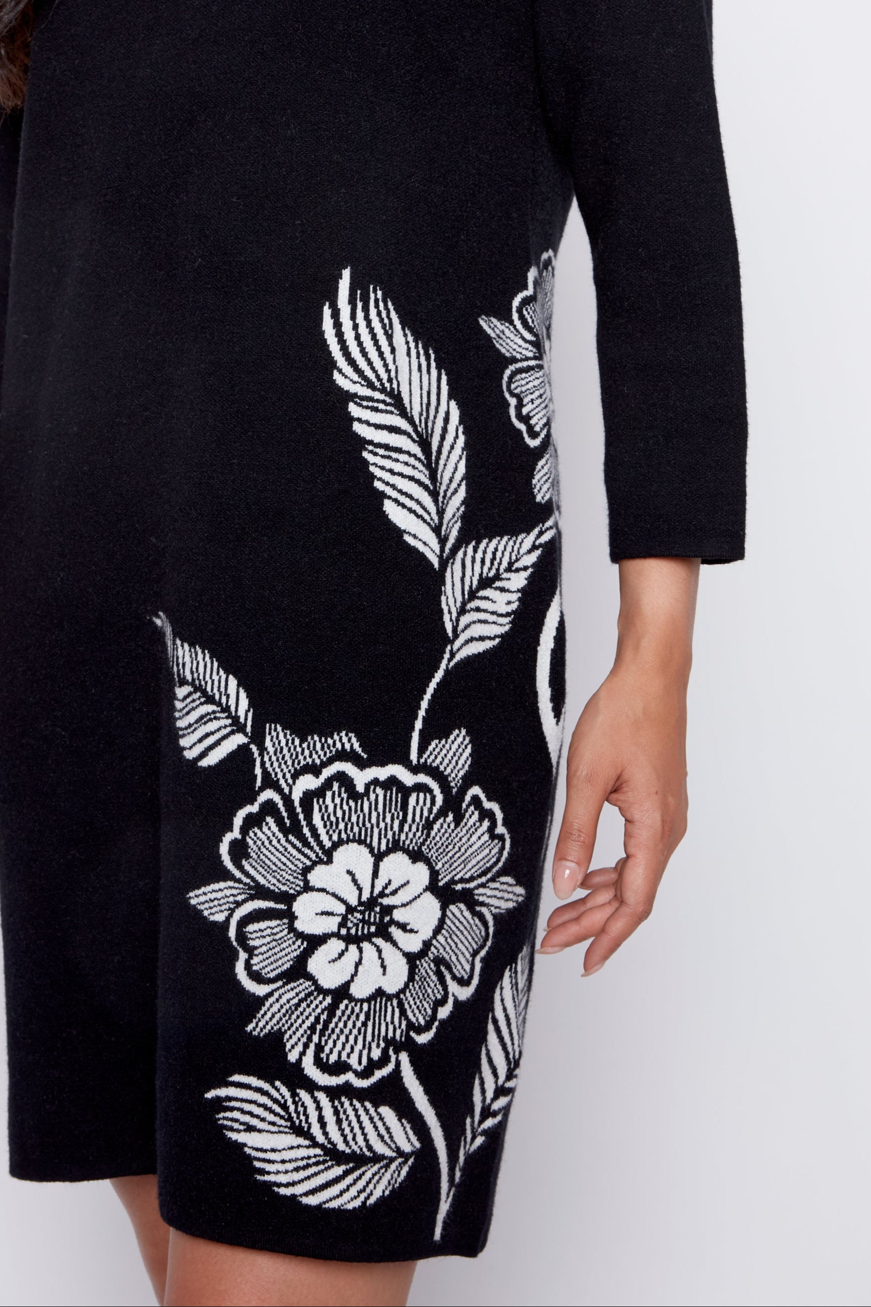 Floral border double knit dress