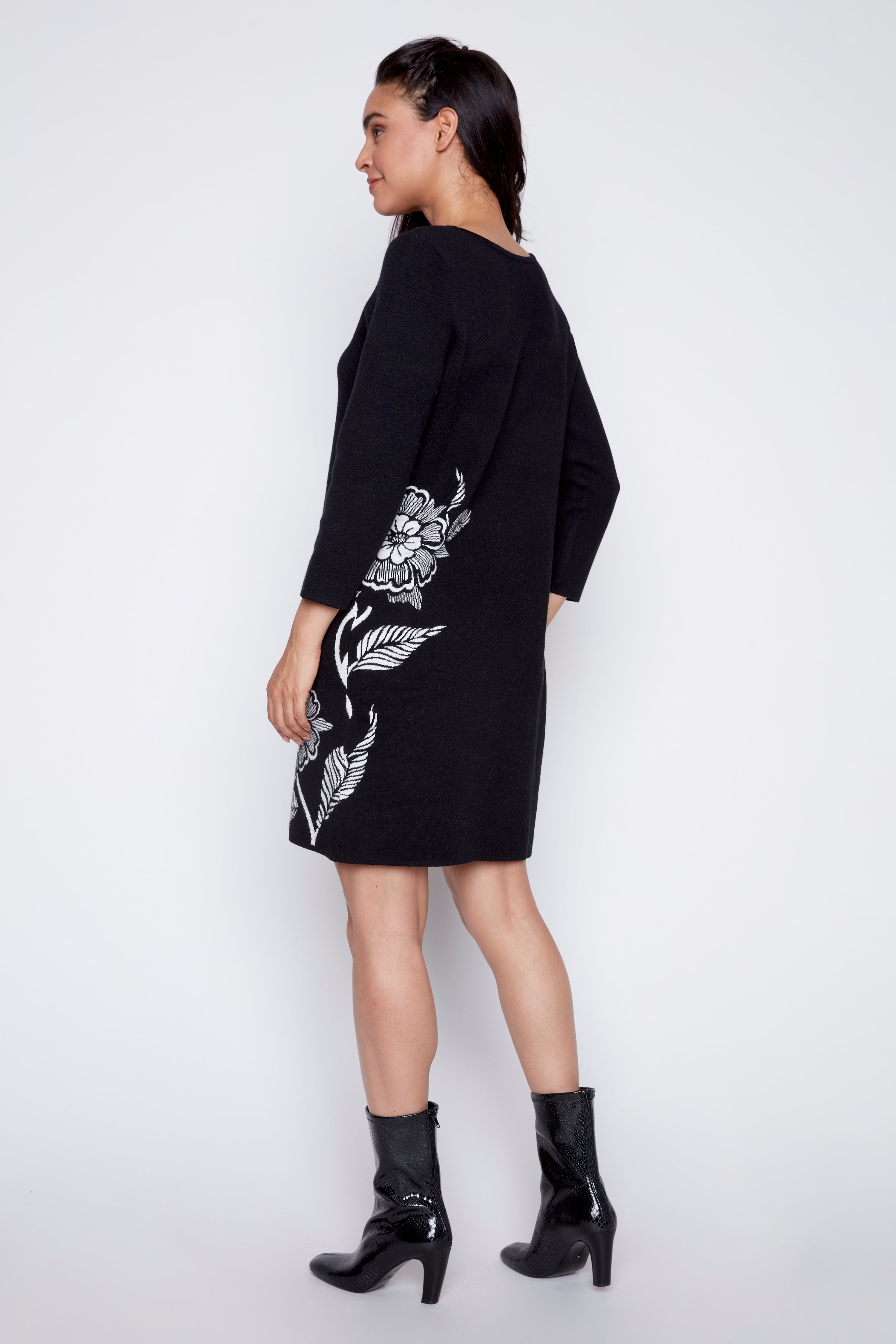 Floral border double knit dress