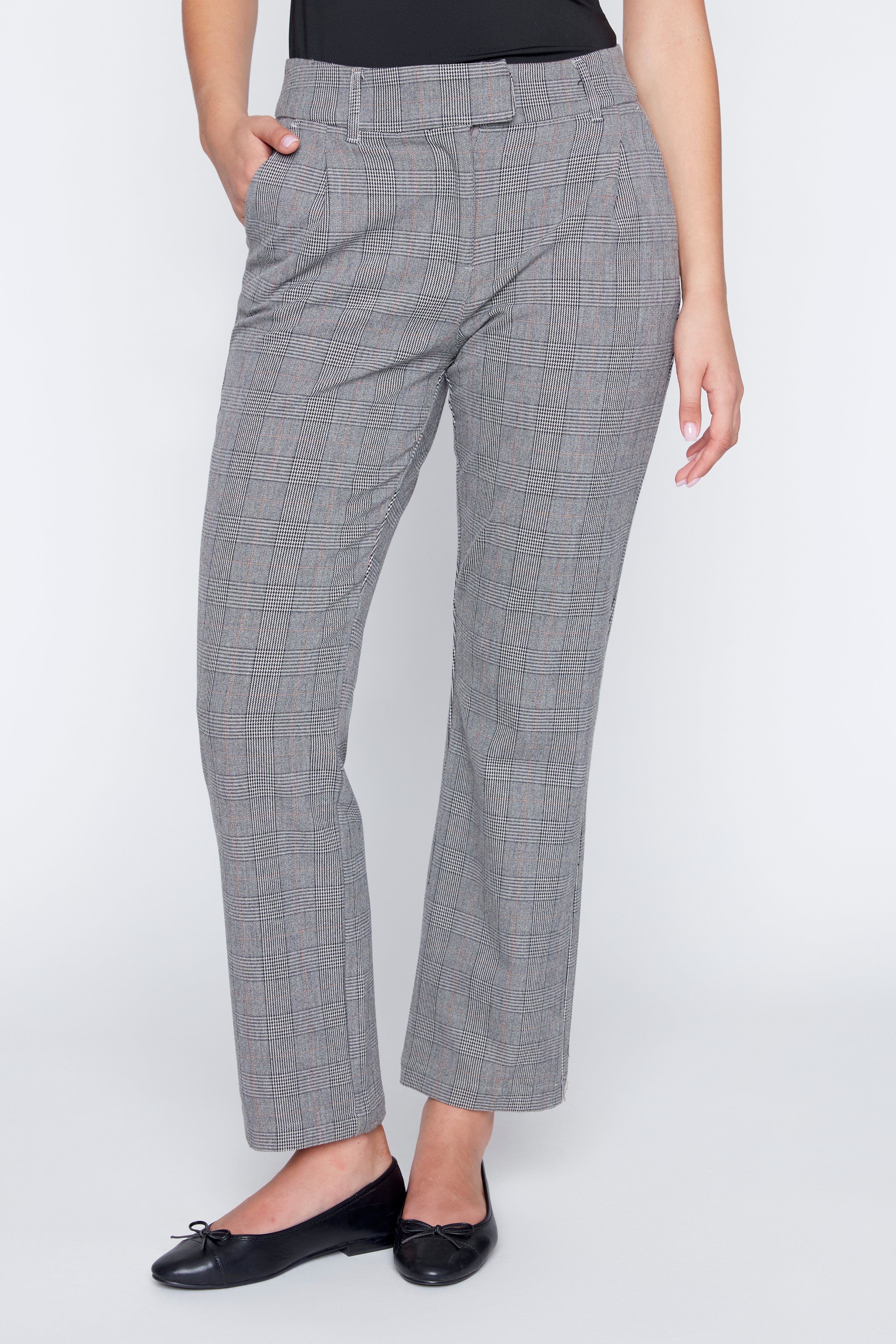 Straight leg plaid pant