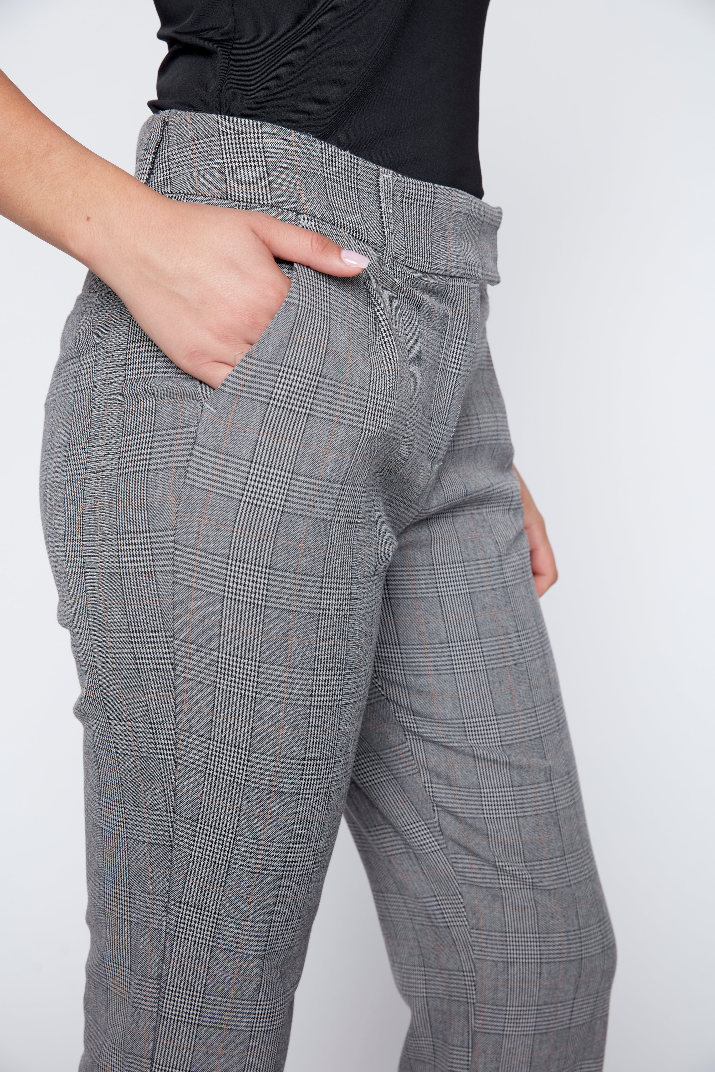 Straight leg plaid pant
