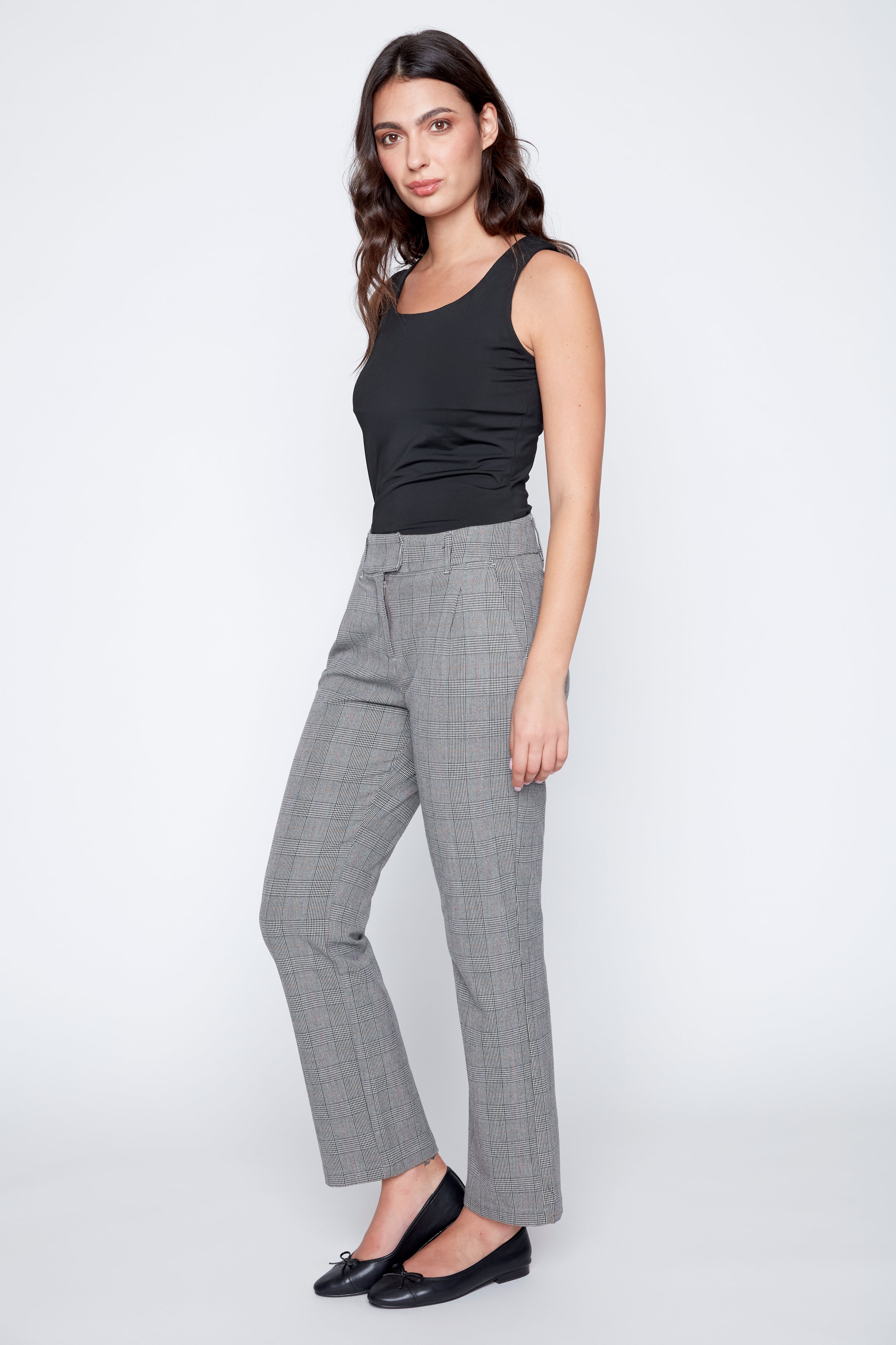 Straight leg plaid pant