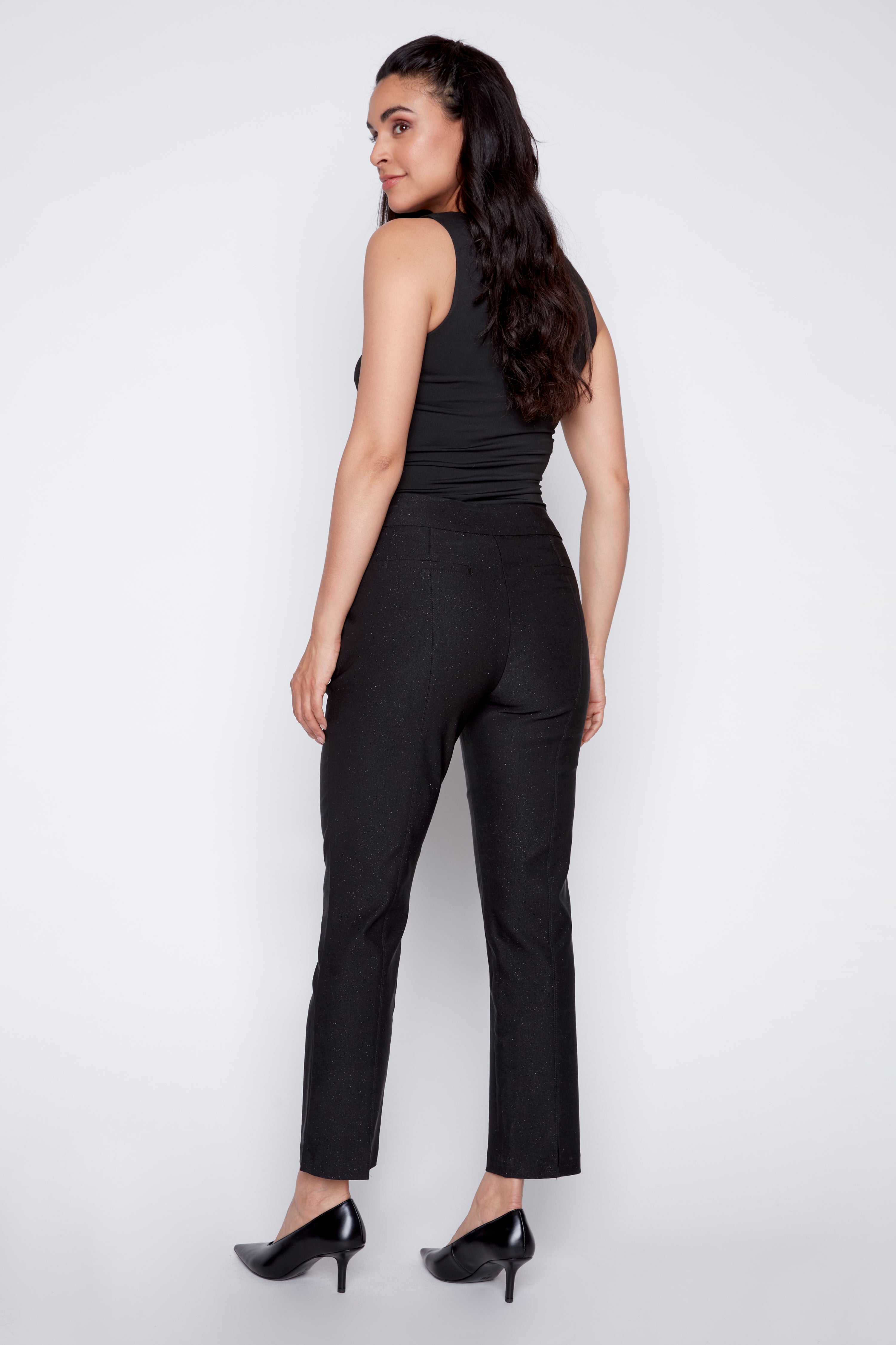 Slim leg glitter bengaline pant