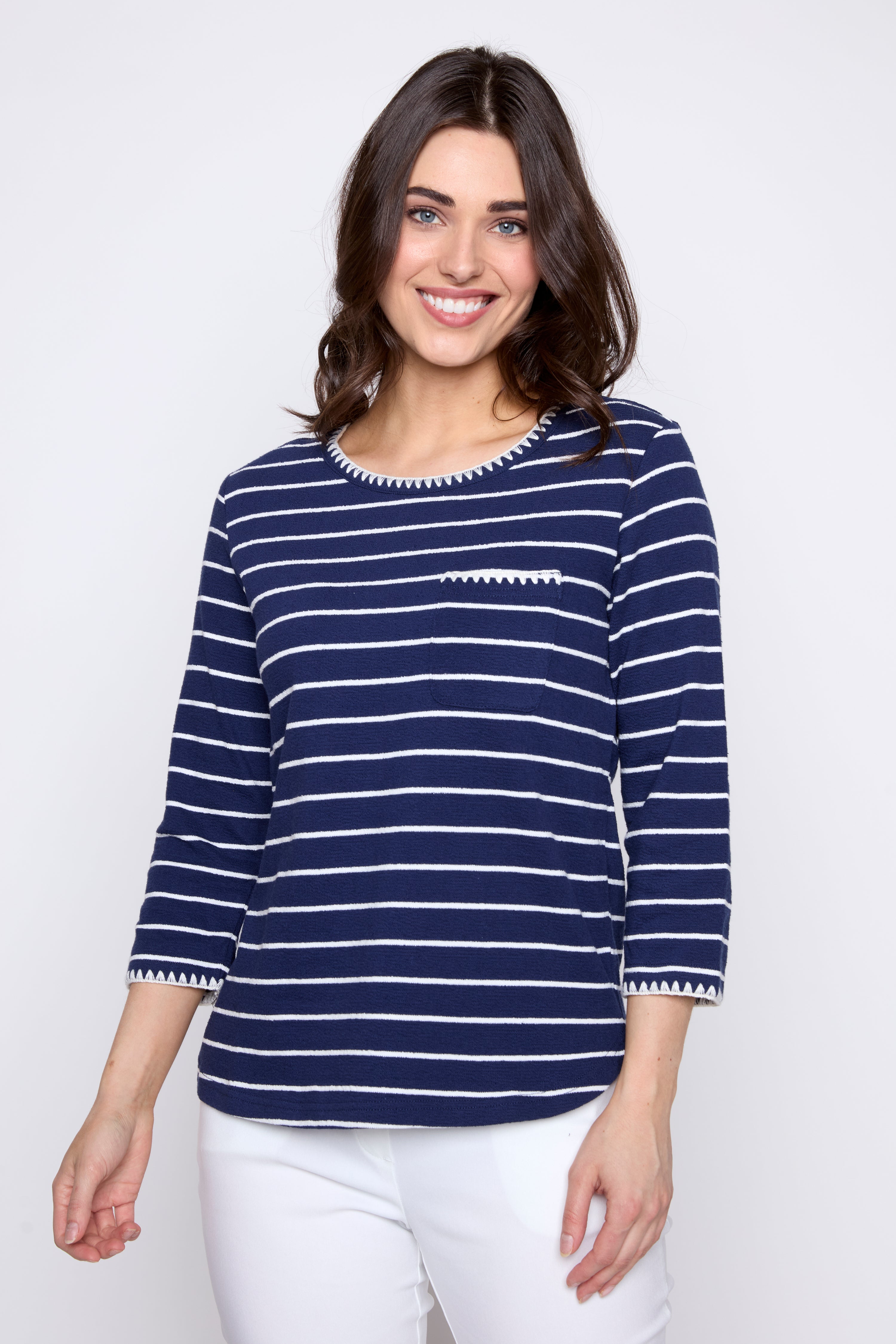 Stripe cotton t-shirt