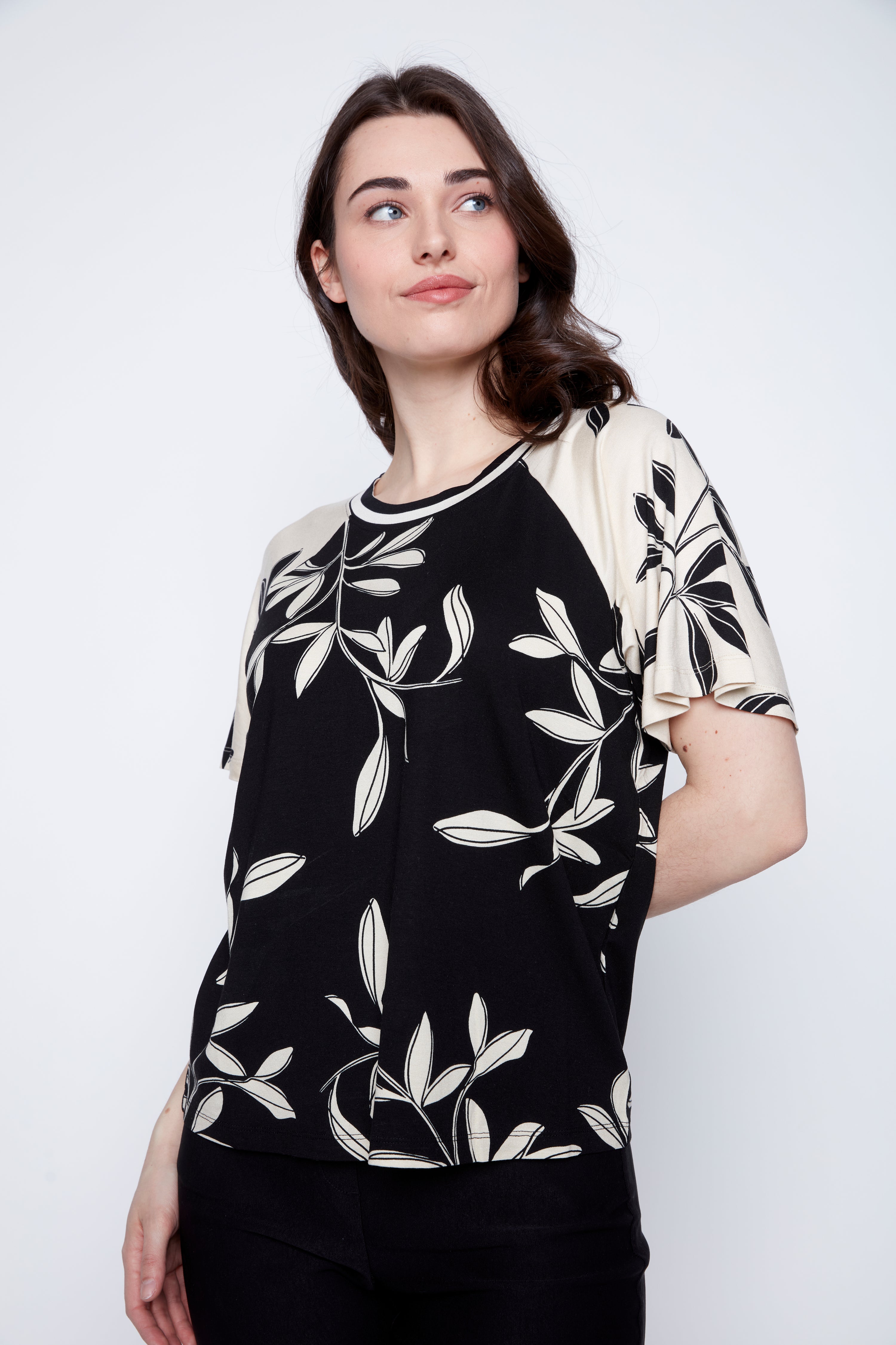 Flutter sleeve printed top