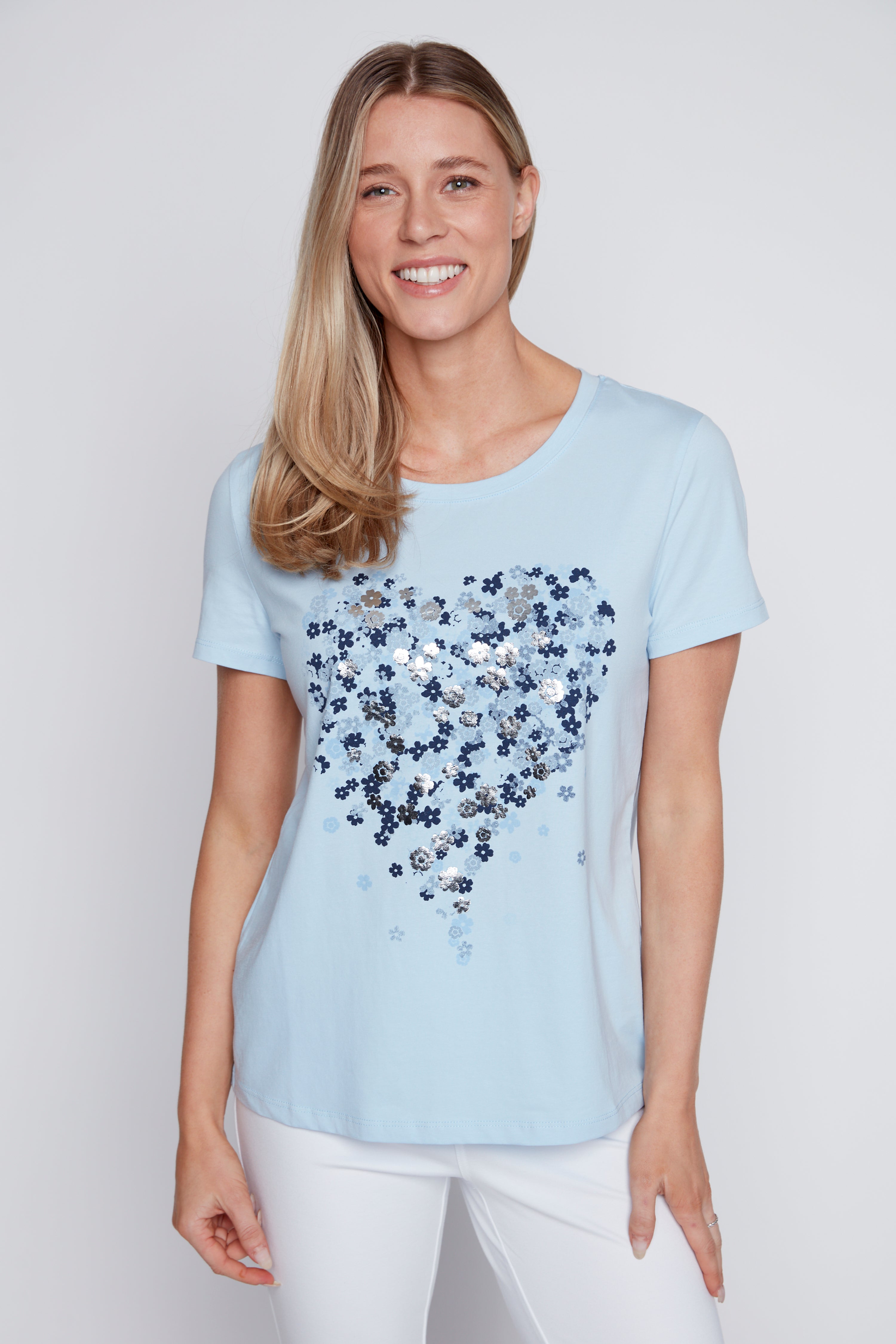 Foil heart cotton t-shirt