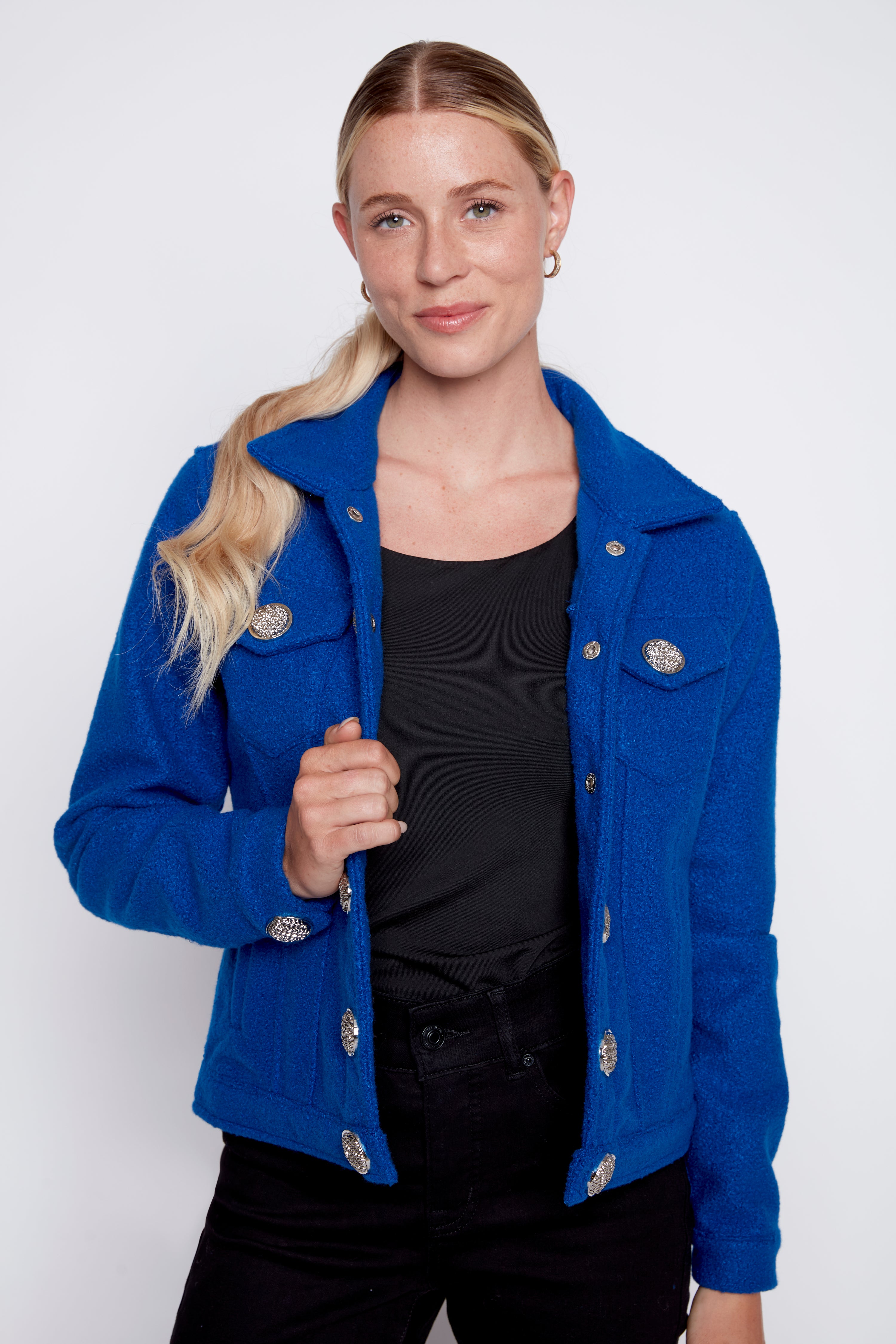 Big buttons boiled wool jacket